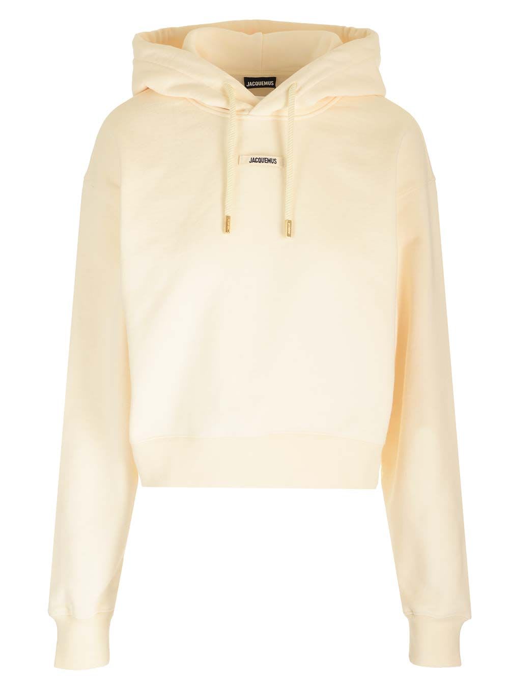 Shop Jacquemus Logo Gros Grain Hoodie In Beige