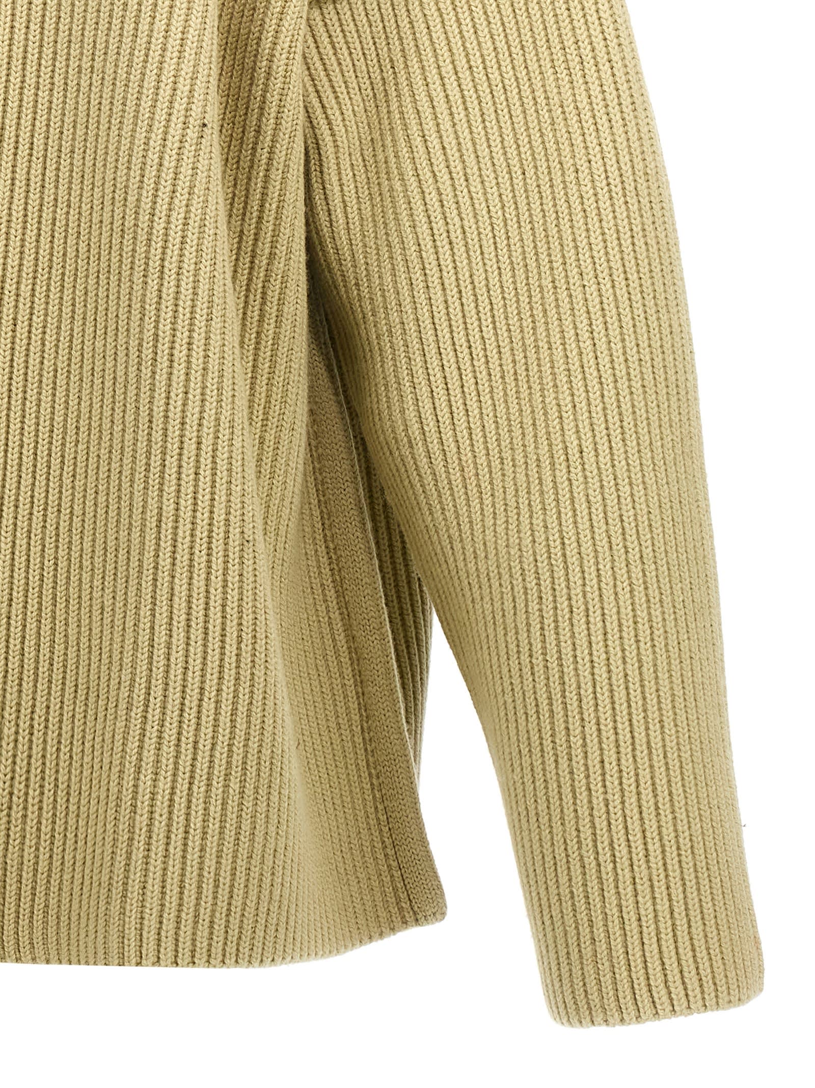 Jil Sander Geometric Neckline Sweater With Dropped Shoulders In Green