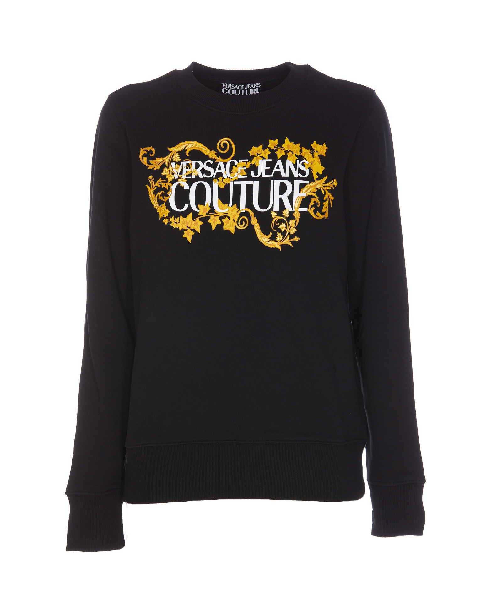 Shop Versace Jeans Couture Baroque Logo Sweatshirt In Black