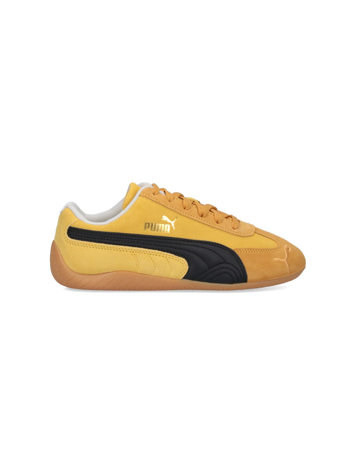 Puma Suede Sneakers With Rubber Sole And Contrast Panel In Yellow