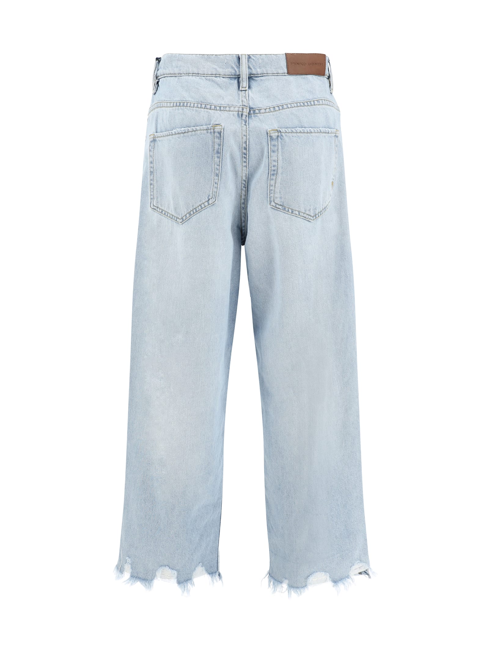 Pinko Ripped Hem Jeans In Lavaggio Bleach Chiaro