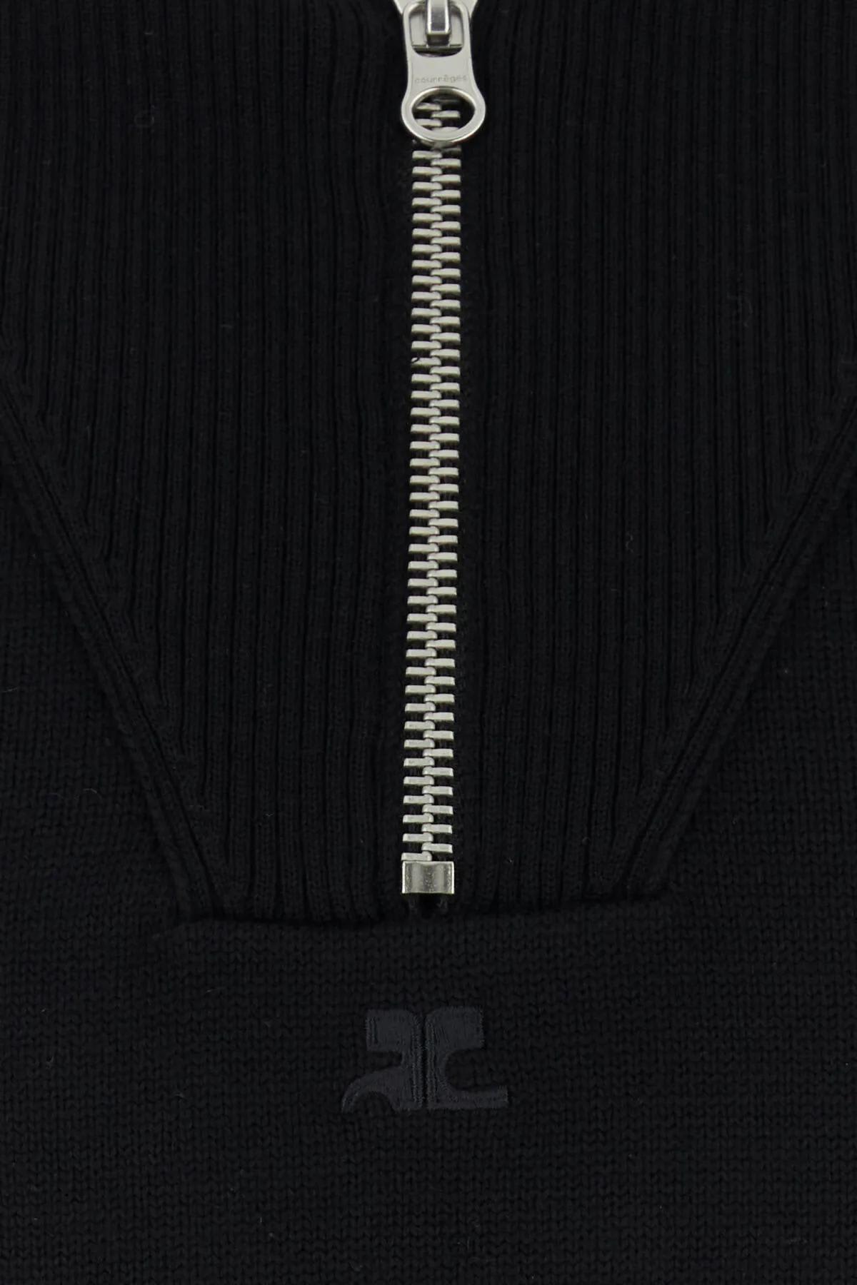 COURRÈGES BLACK WOOL BLEND SWEATER 