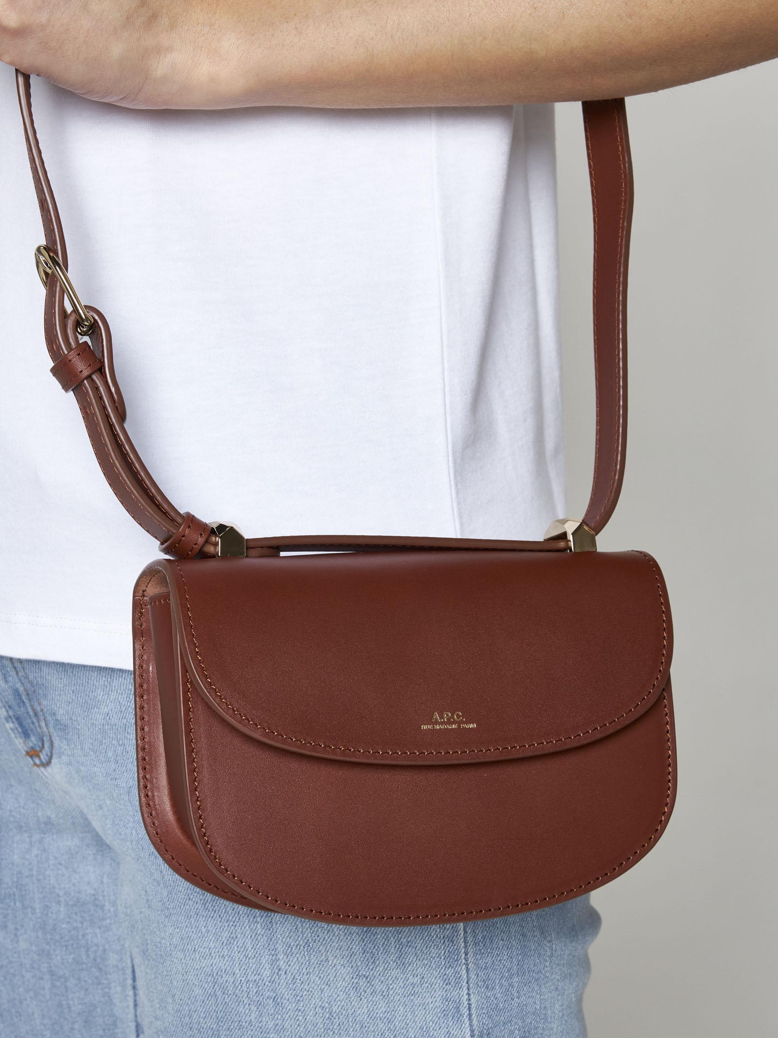 Shop Apc Geneve Mini Leather Shoulder Bag In Brown