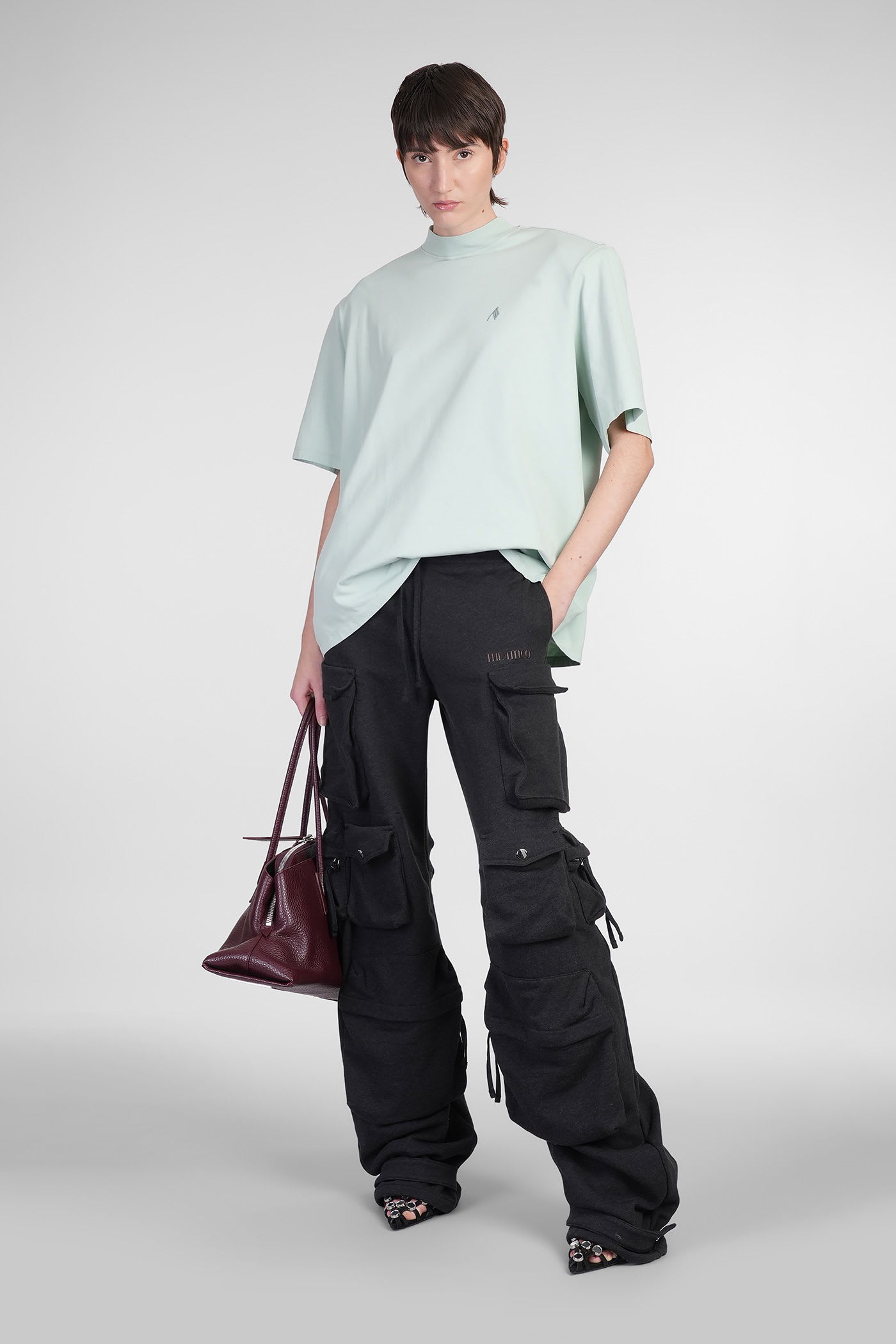 Attico Pants In Black Cotton In Black
