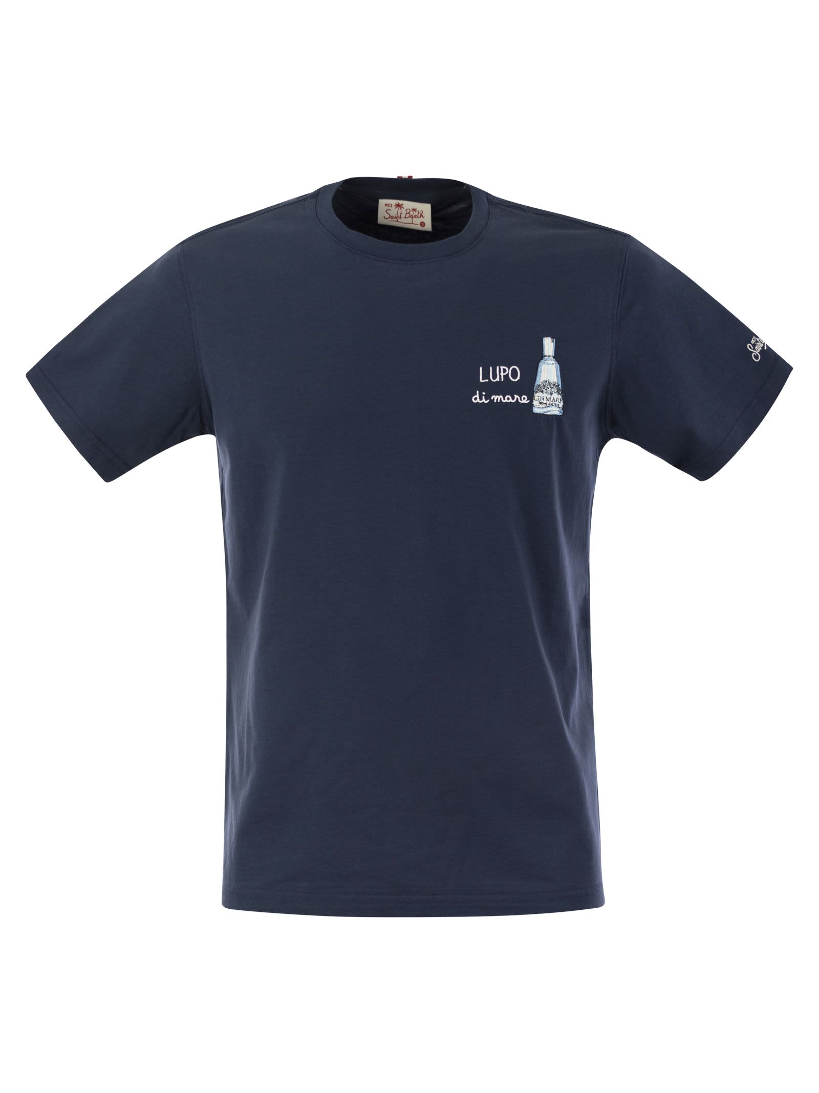 Mc2 Saint Barth T-shirt With Chest Print In Blue