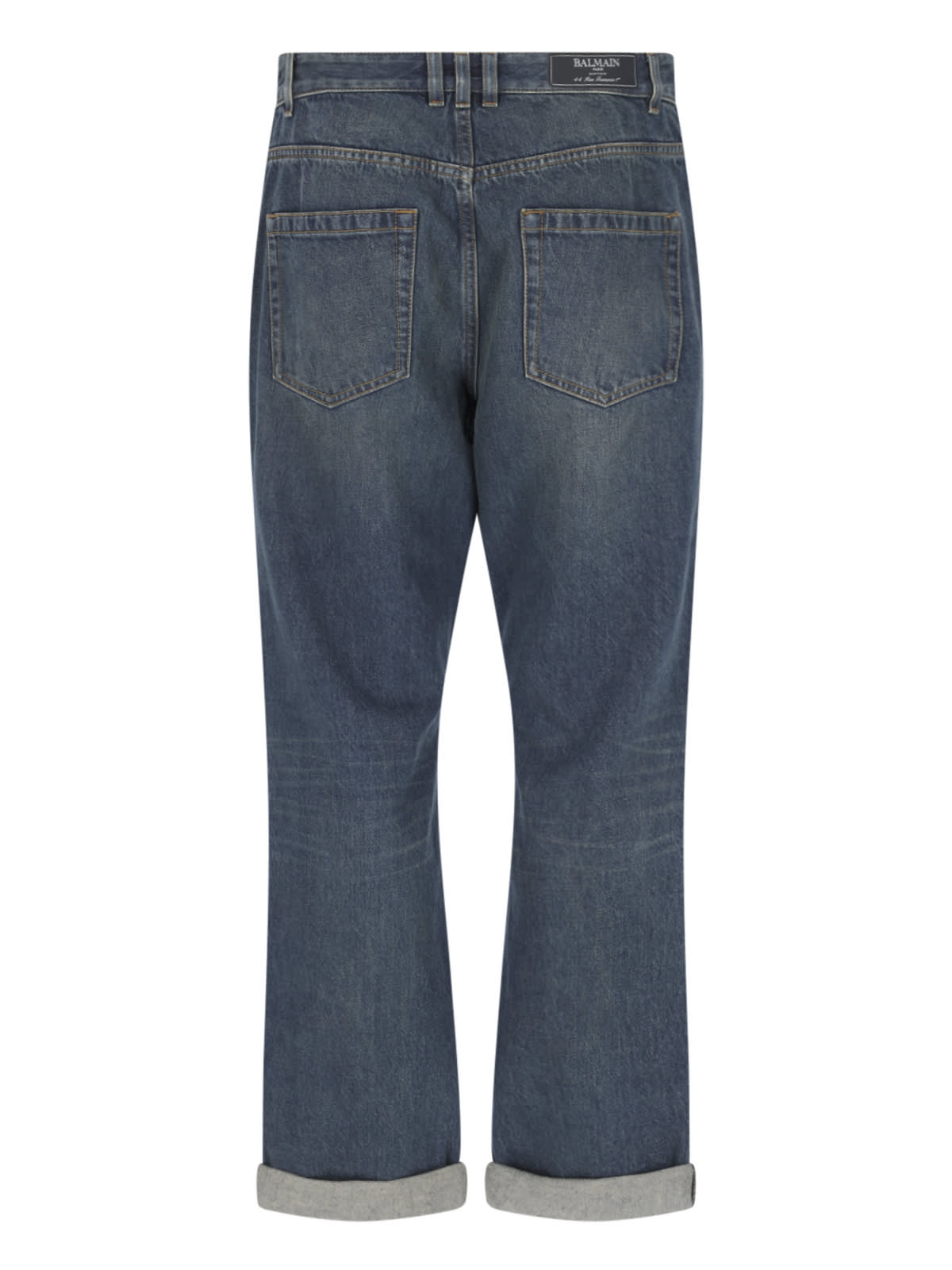 Shop Balmain Straight Jeans In Bleu Jean Brut