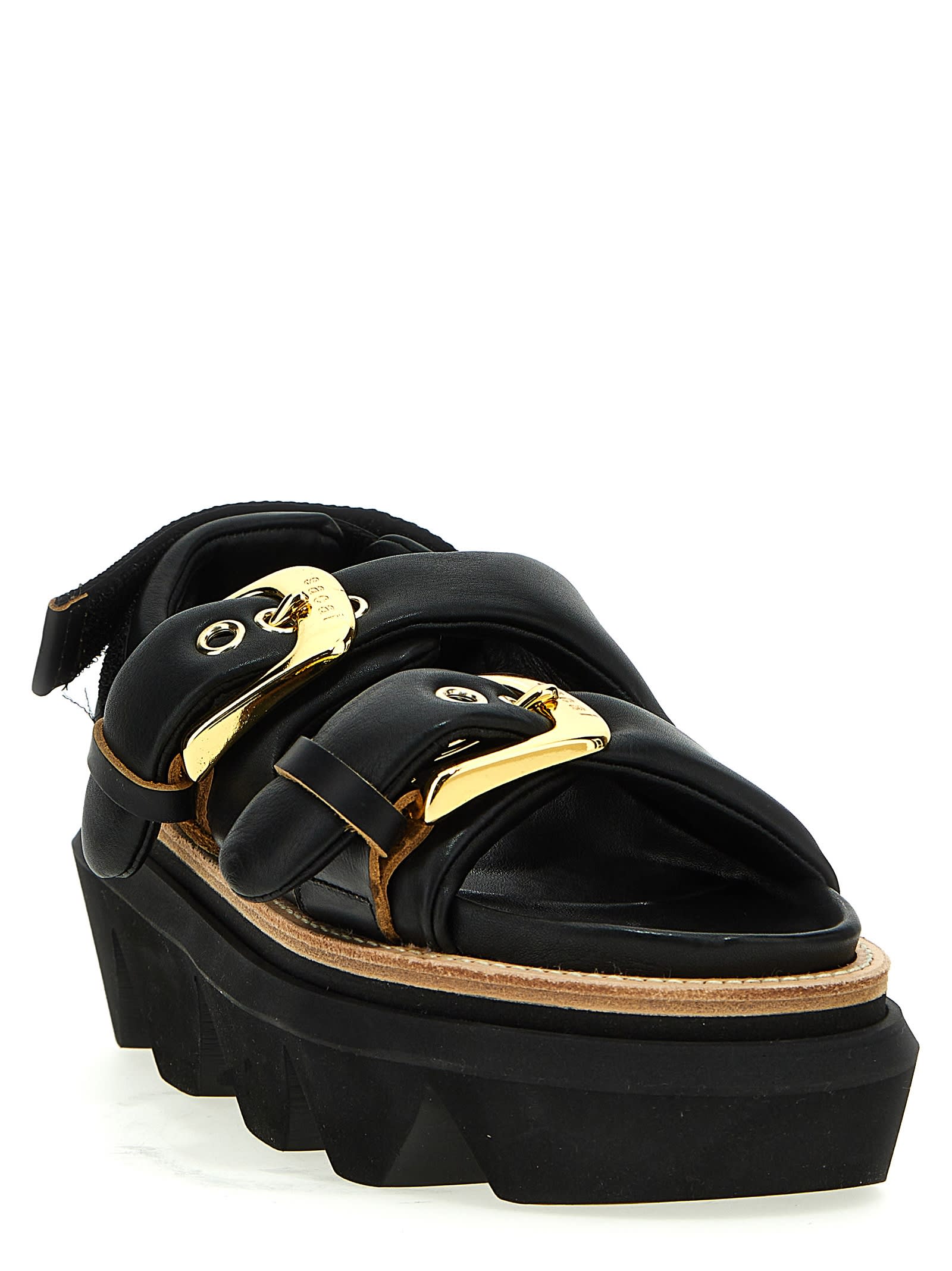 Shop Sacai Belt Sandals In Black