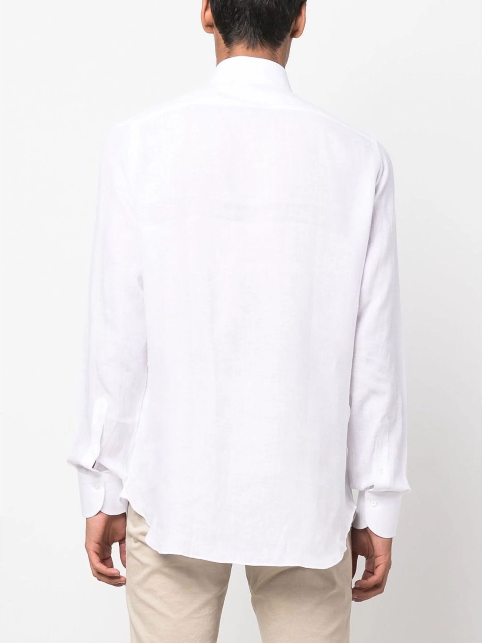 Shop Finamore White Linen Shirt