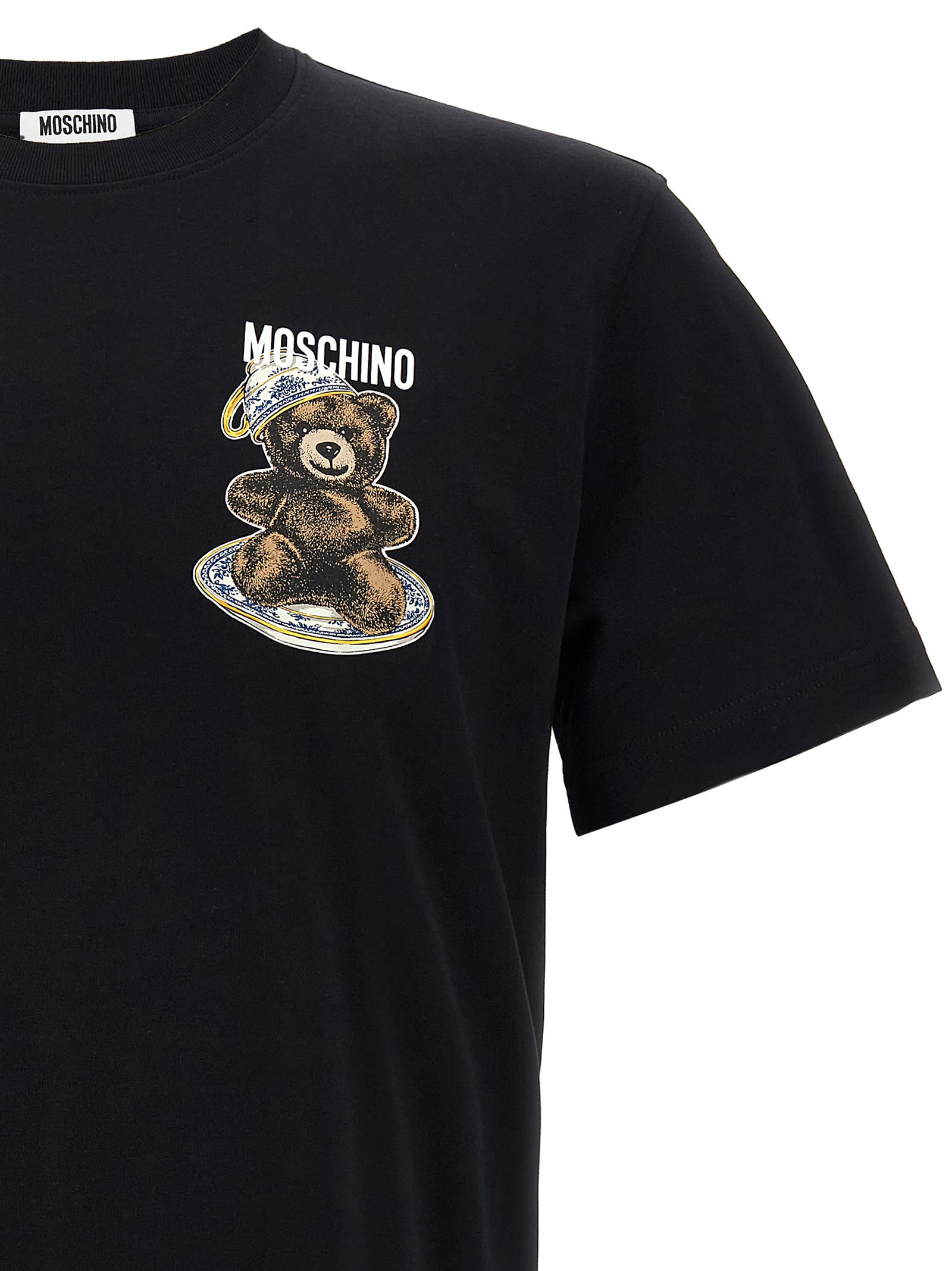 Moschino Black Cotton T-shirt With Bear Print In Black