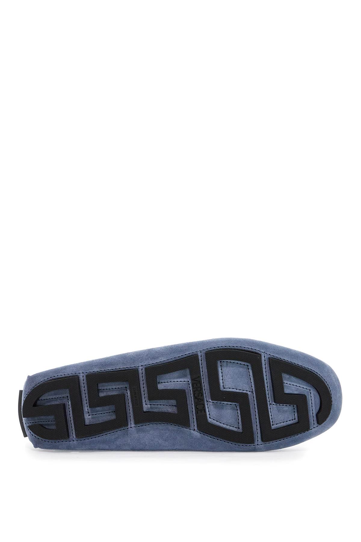 Shop Versace Suede Medusa Biggie In Indigo-ruthenium (light Blue)