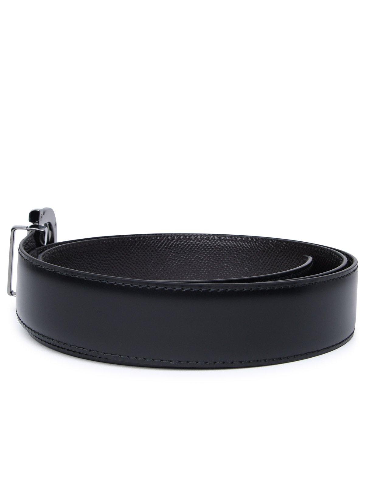 Shop Ferragamo Gancini Buckled Reversible Belt In Black