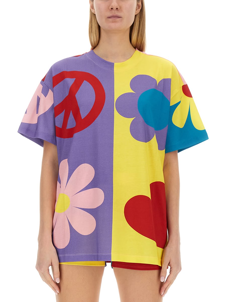 Shop M05ch1n0 Jeans Jersey T-shirt Symbols In Multicolour