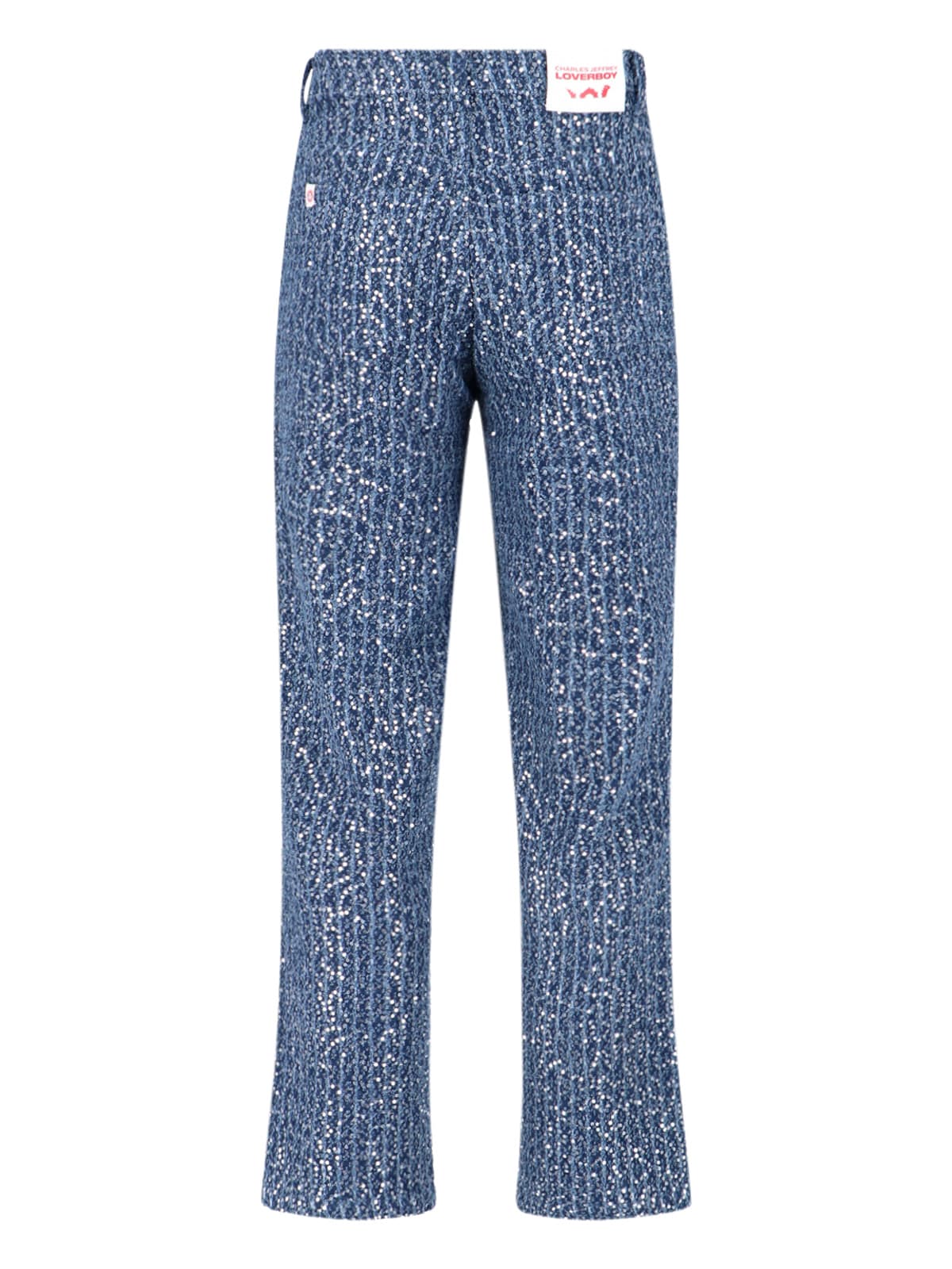 Charles Jeffrey Loverboy Straight Trousers With Sequin Embellishments And Pockets In Blue