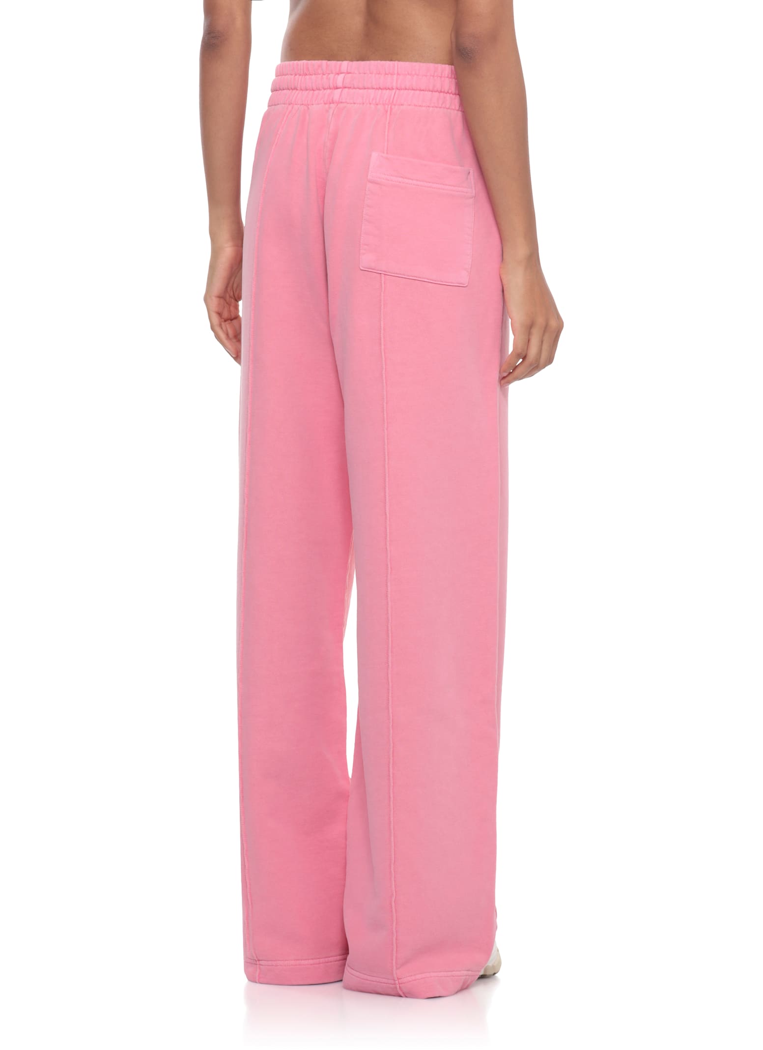 Casablanca Relaxed Wide-leg Cotton Pants With Embroidered Patches In Pink