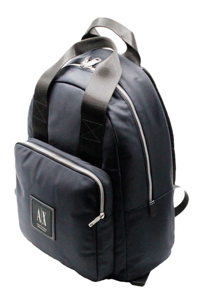 Armani Collezioni Backpack With Adjustable Shoulder Straps And Zip Closure With External Pocket With Zip And Internal  In Black