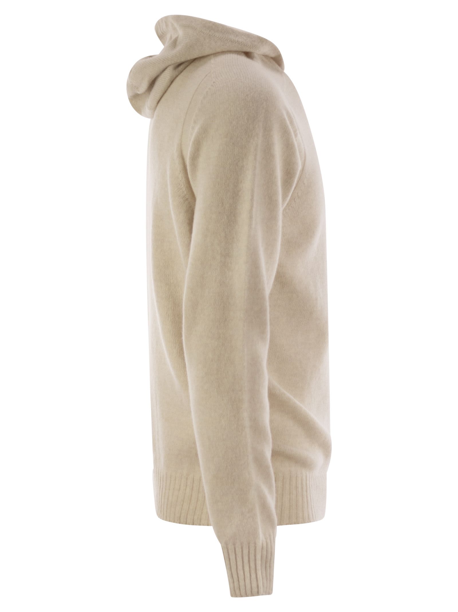 Tagliatore Virgin Wool Sweater With Hood In Cream