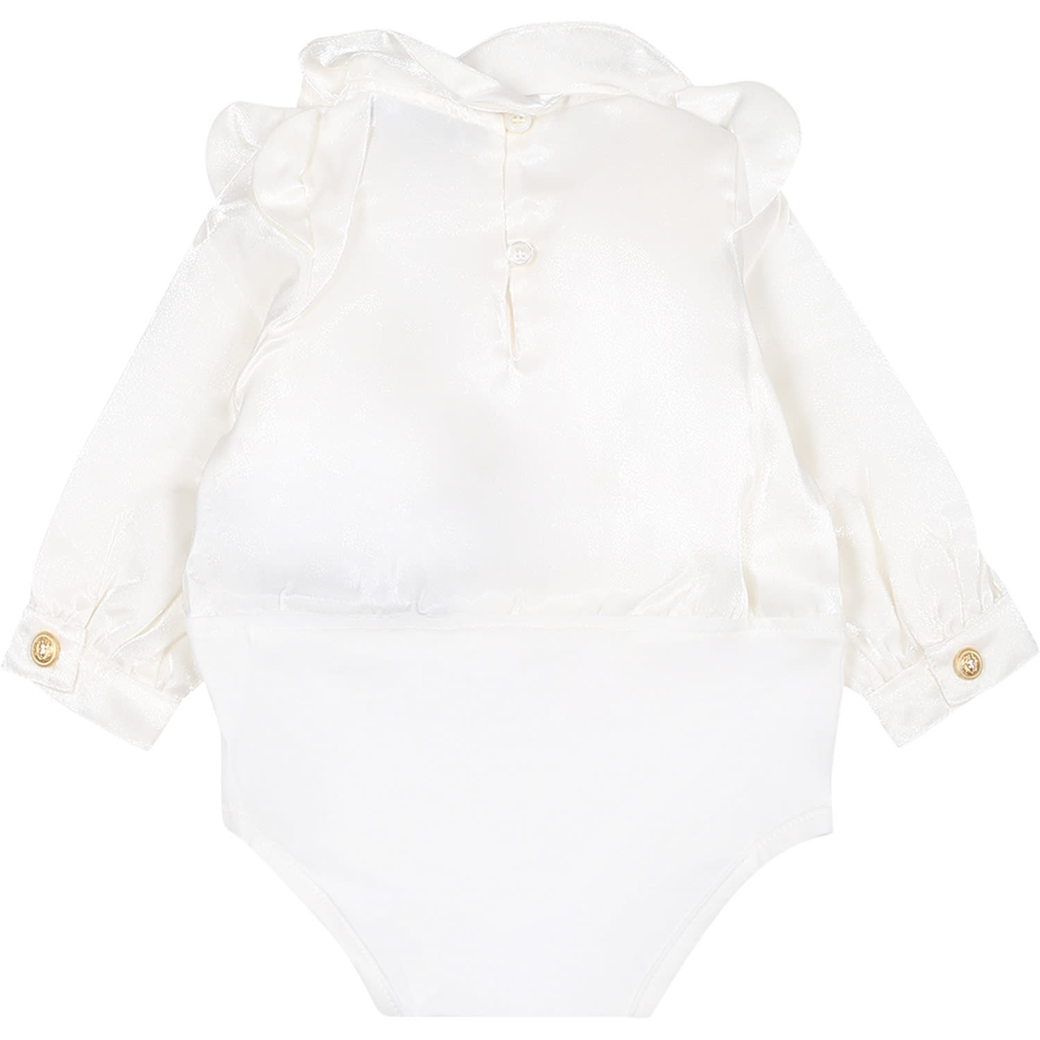 Shop Balmain Ivory Satin Shirt For Baby Girls