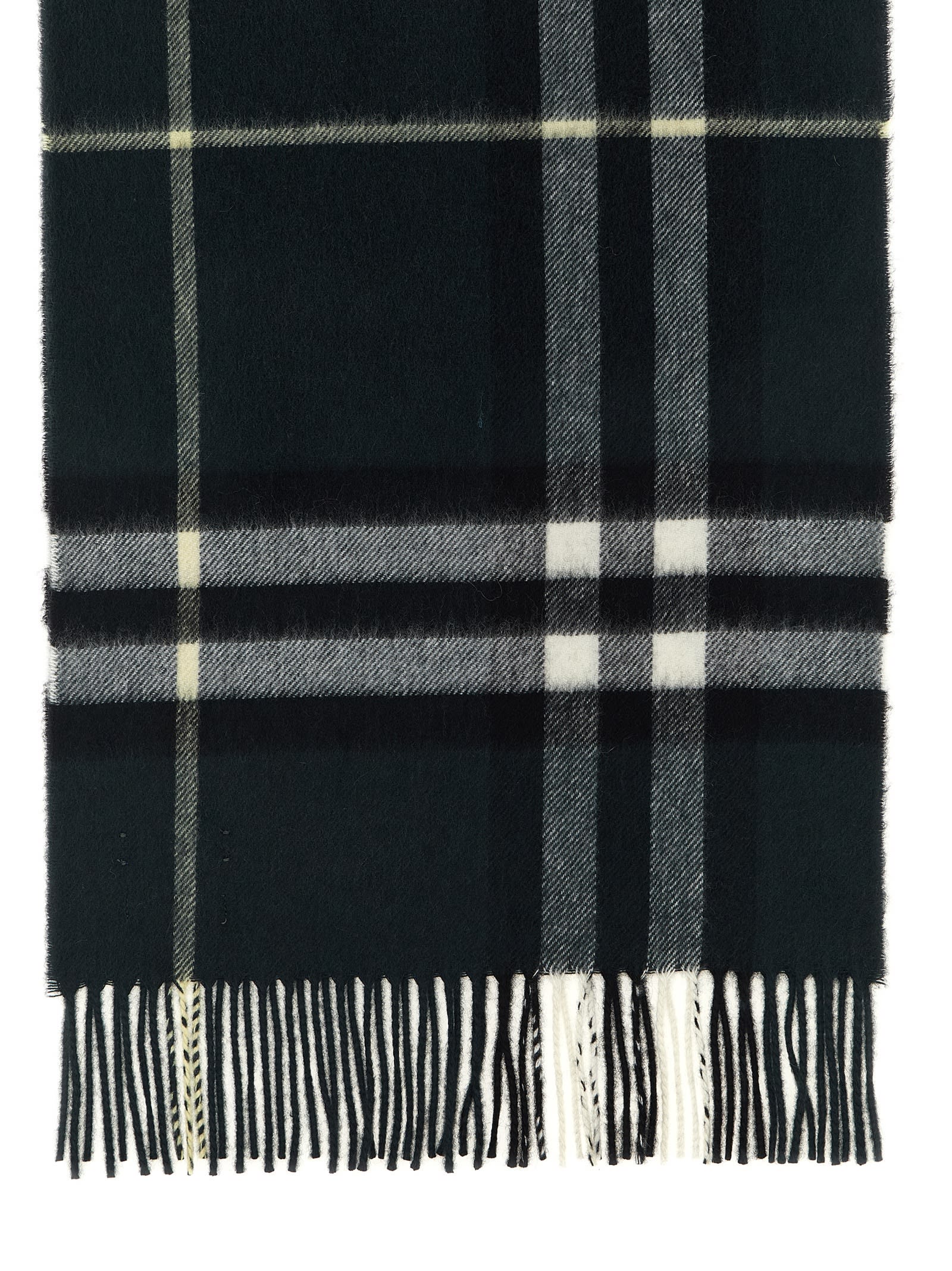 Burberry Cashmere Scarf With Classic Check Pattern In Black