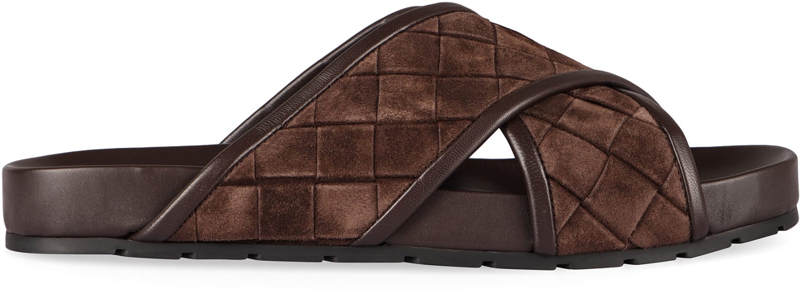 Shop Bottega Veneta Tarik Leather And Rubber Slides In Brown