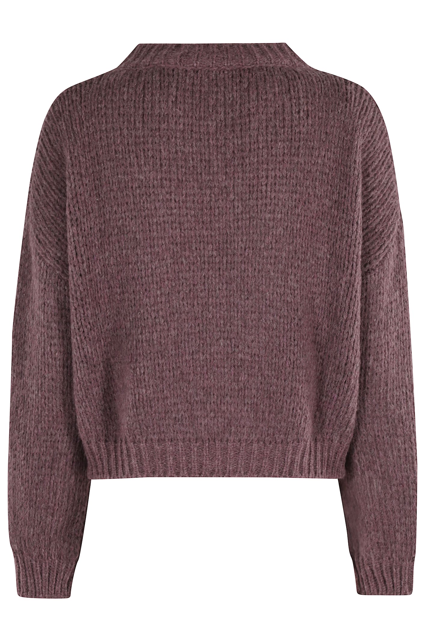 Roberto Collina Bordeaux Crew Neck Sweater In Textured Knit In Purple