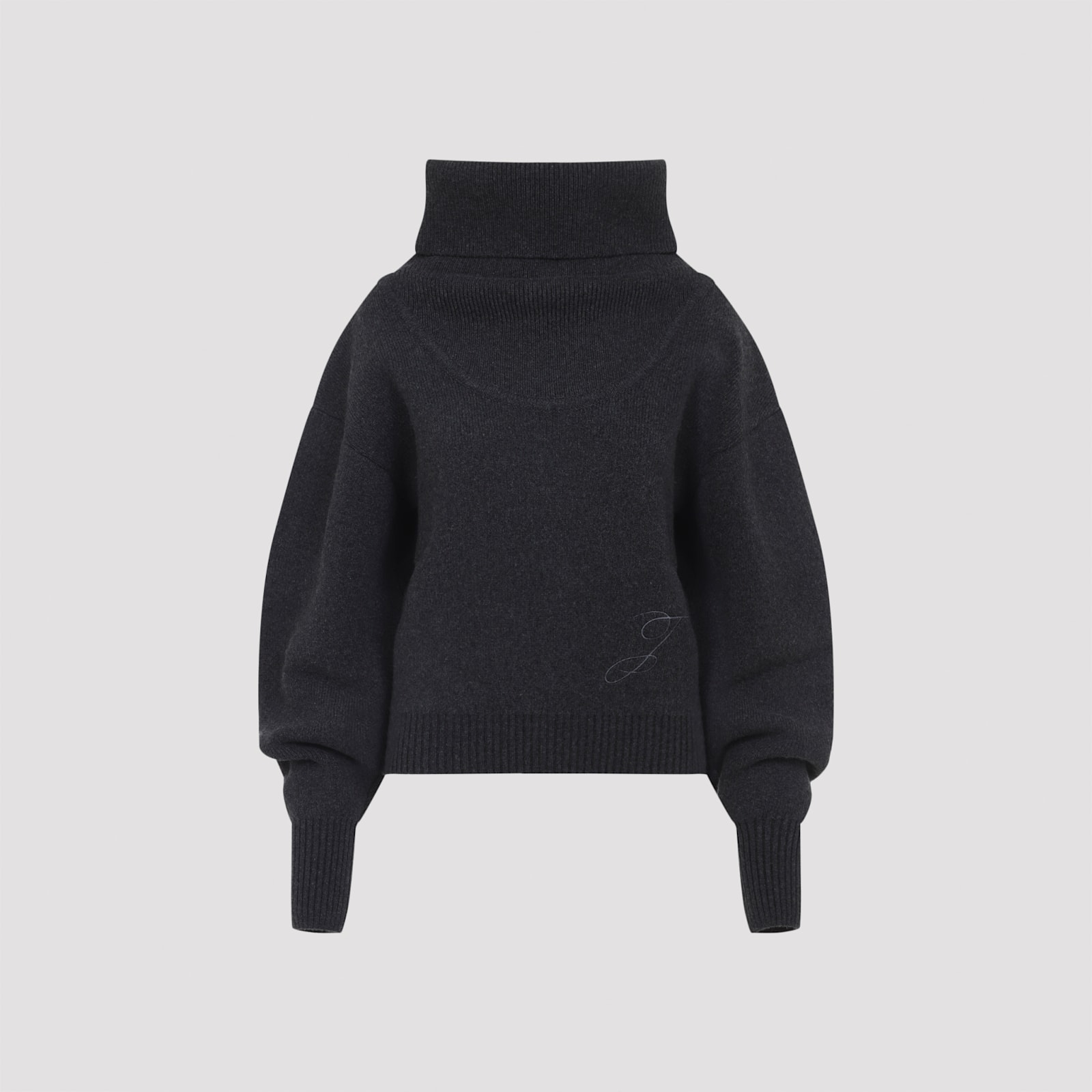Jacquemus Dark Grey Virgin Wool La Maille Pallone Pullover In Gray