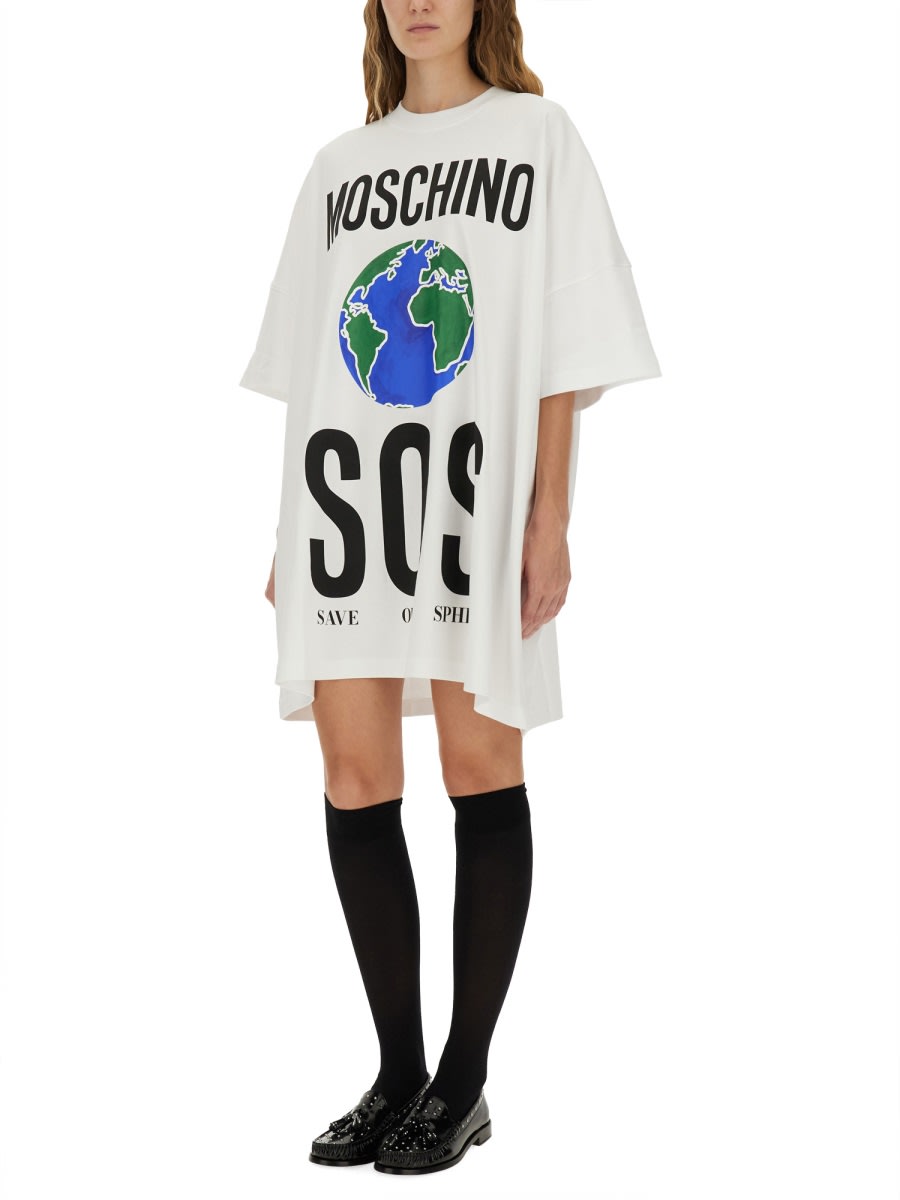 Moschino Cotton Interlock Dress In White
