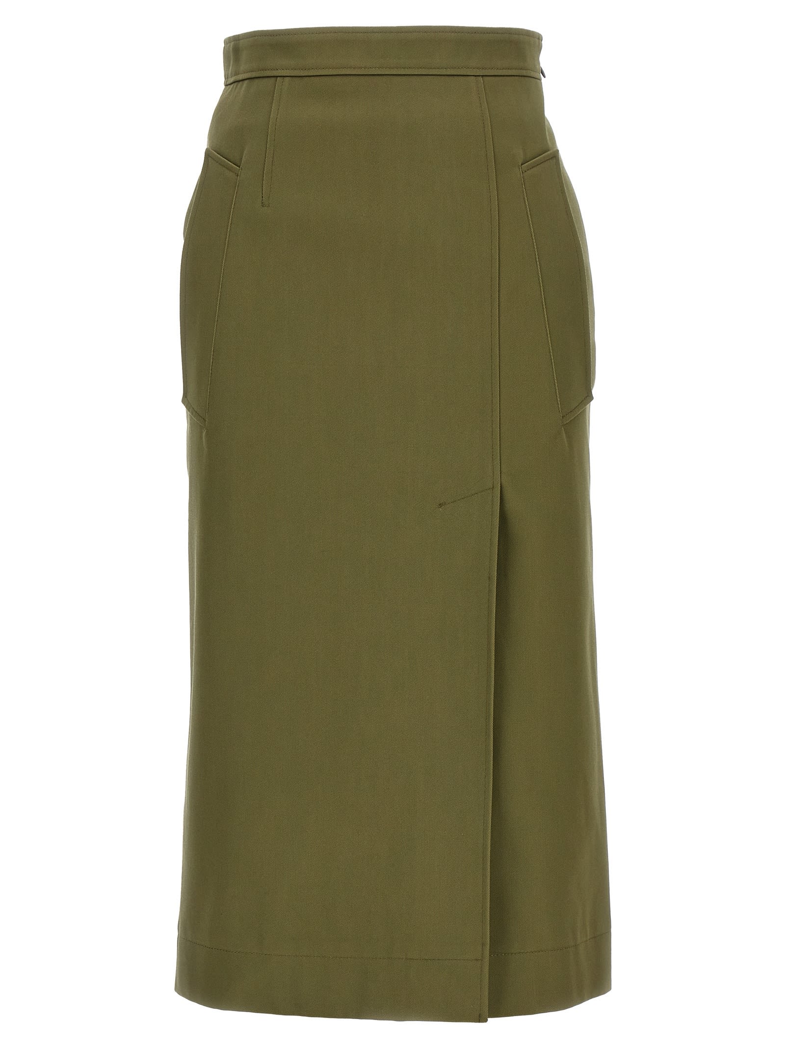 Shop Alexander Mcqueen Gabardine Skirt In Green