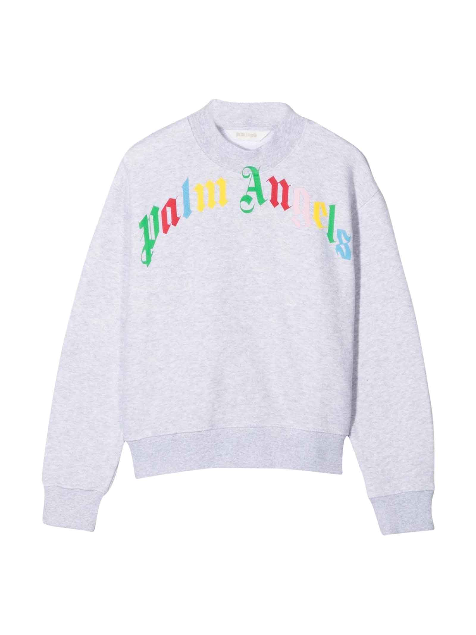 Palm Angels Grey Sweatshirt With Multicolor Print