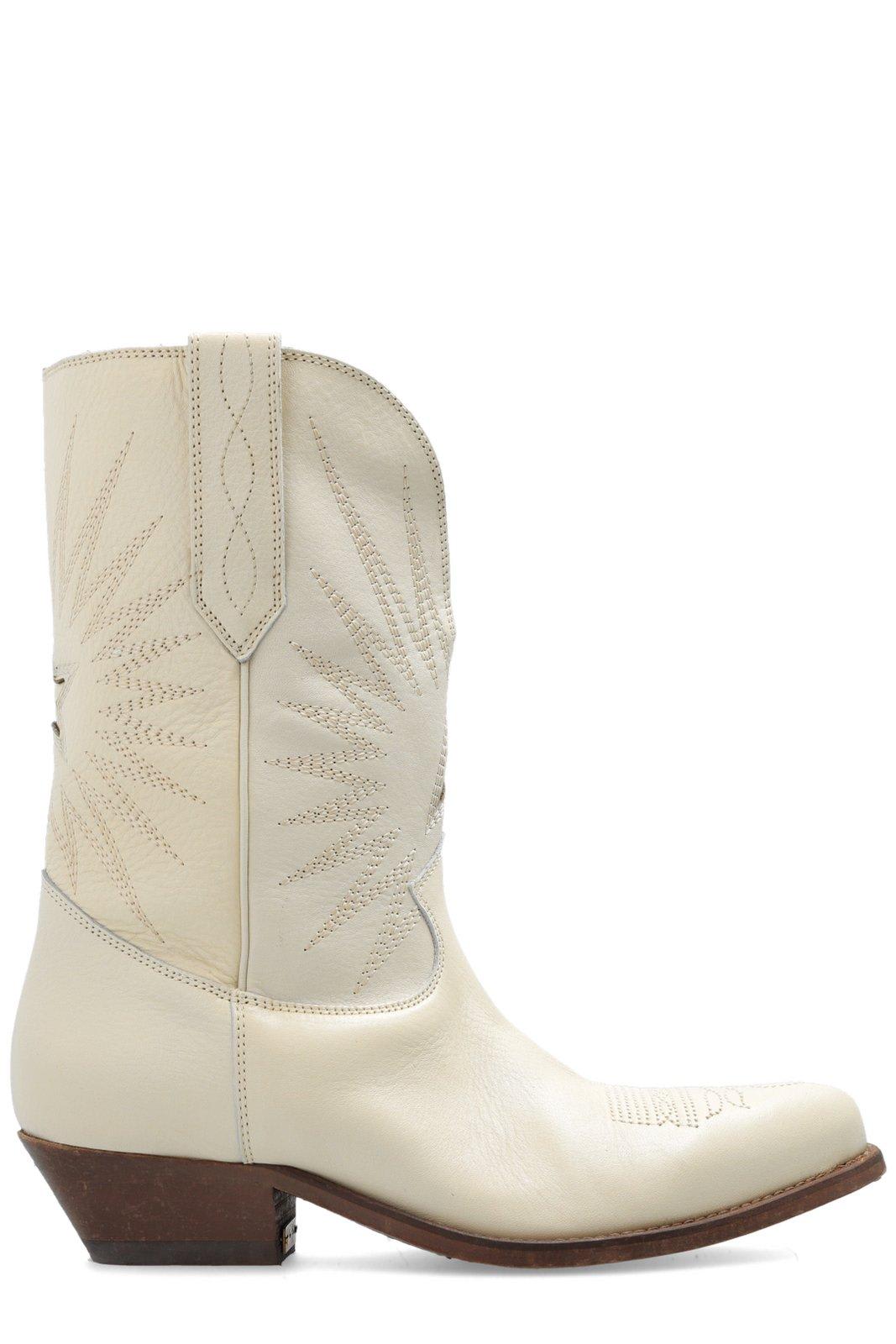 Shop Golden Goose Low Wish Star Cowboy Boots In Yellow Cream