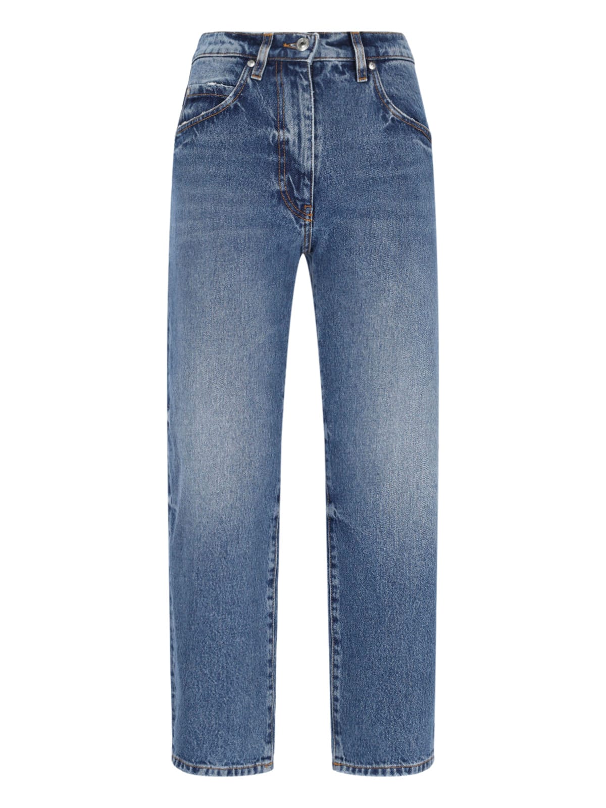 Shop Msgm Straight Jeans In Blue