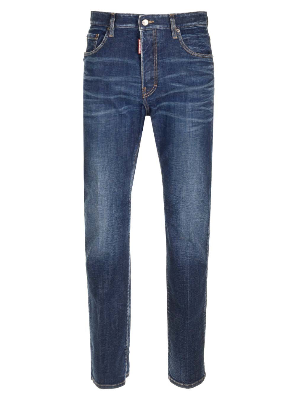 Shop Dsquared2 642 Stretch Jeans In Navy Blue