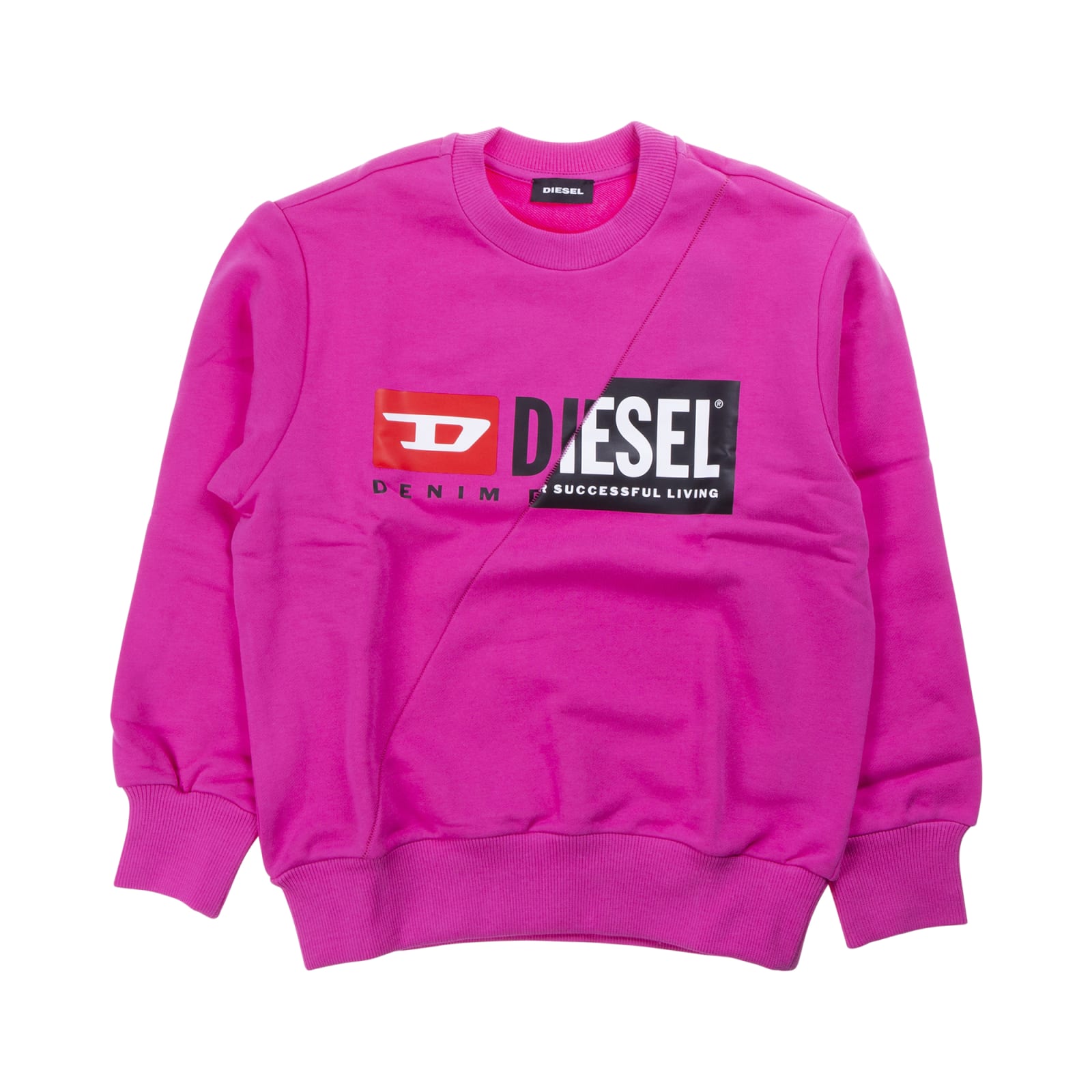 Diesel Kids' Crewneck Logo Sweatshirt In Fuchsia In Pink