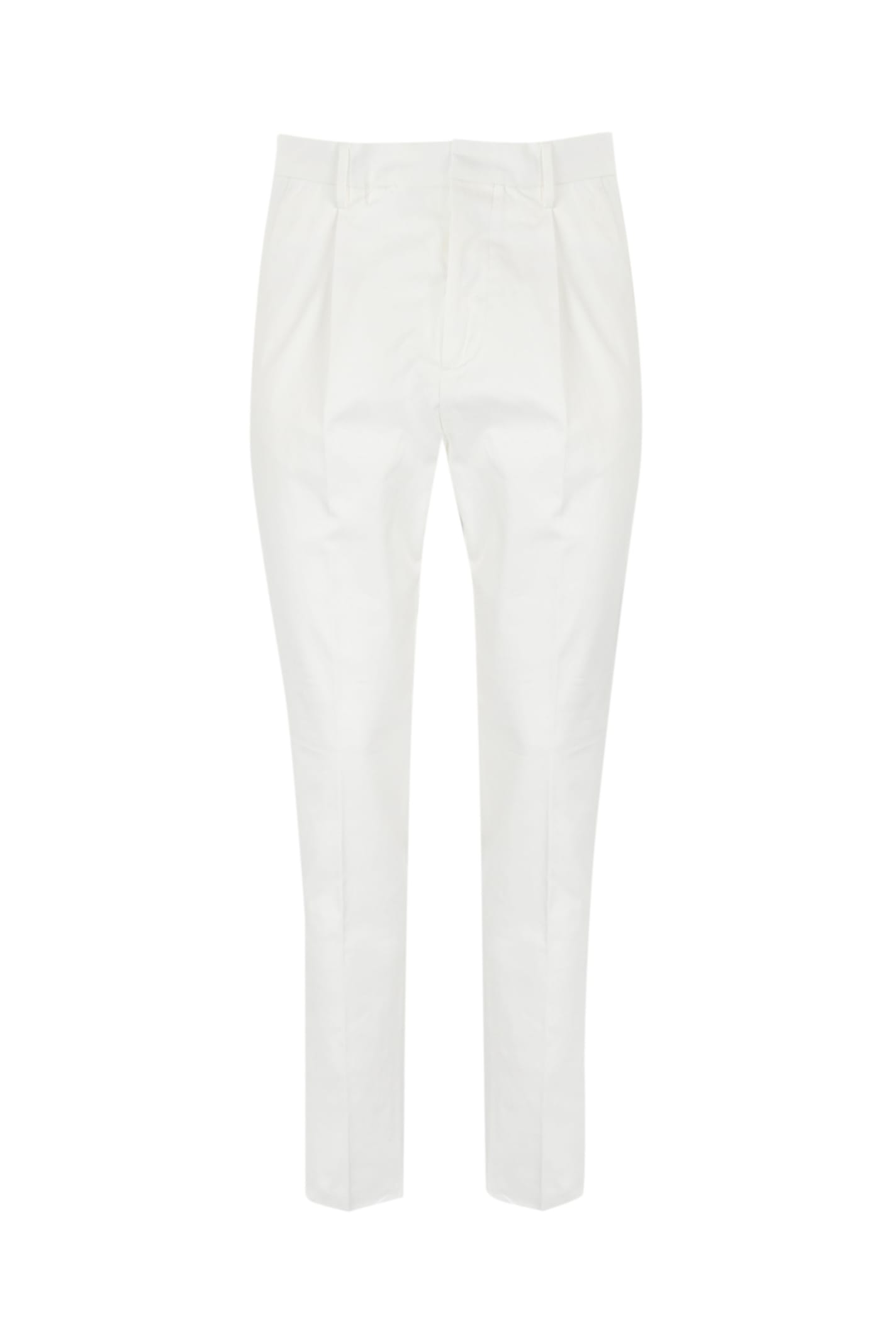 Dsquared2 Tailored Cotton Trousers In Bianco