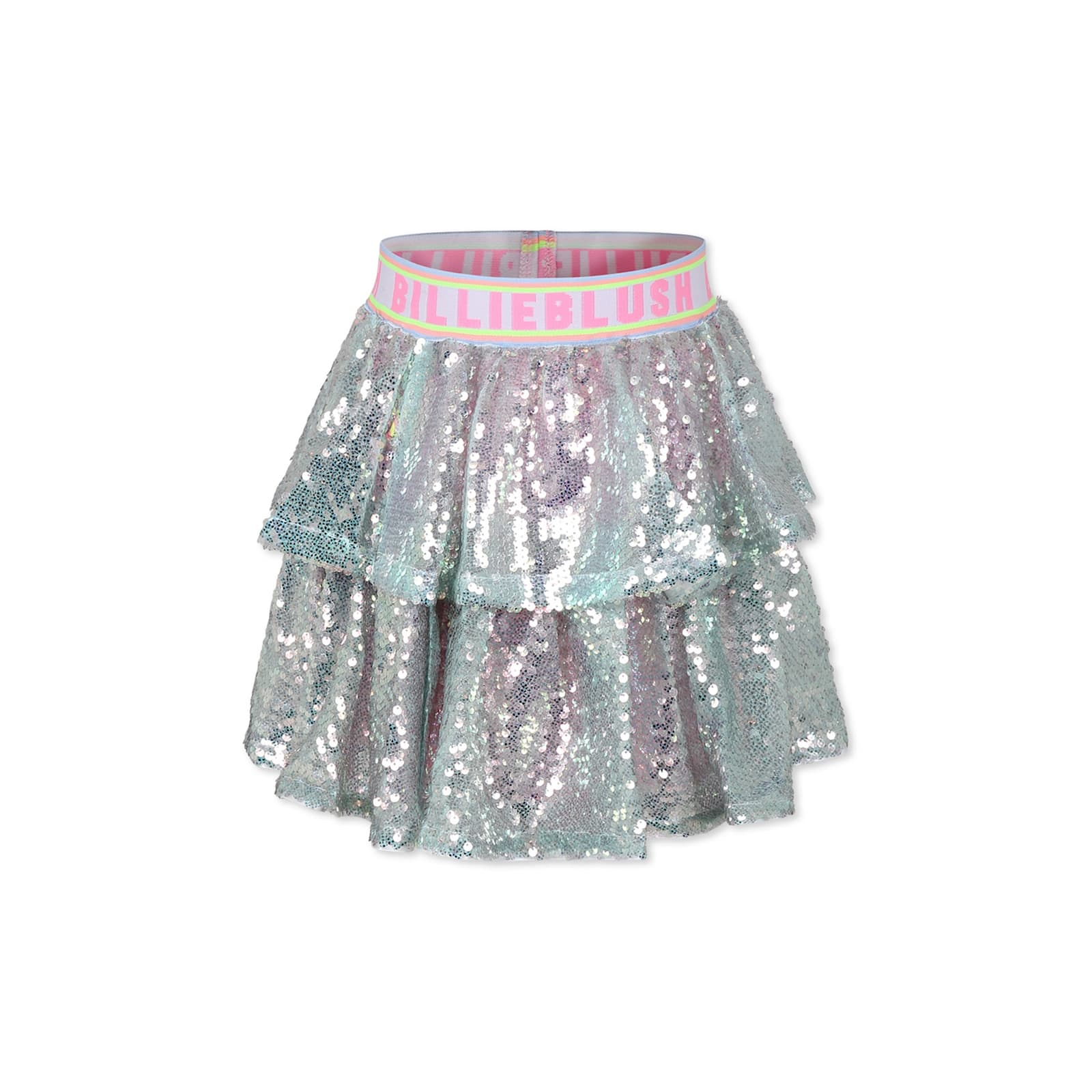 Billieblush Sequinned Tiered Skirt In Silver