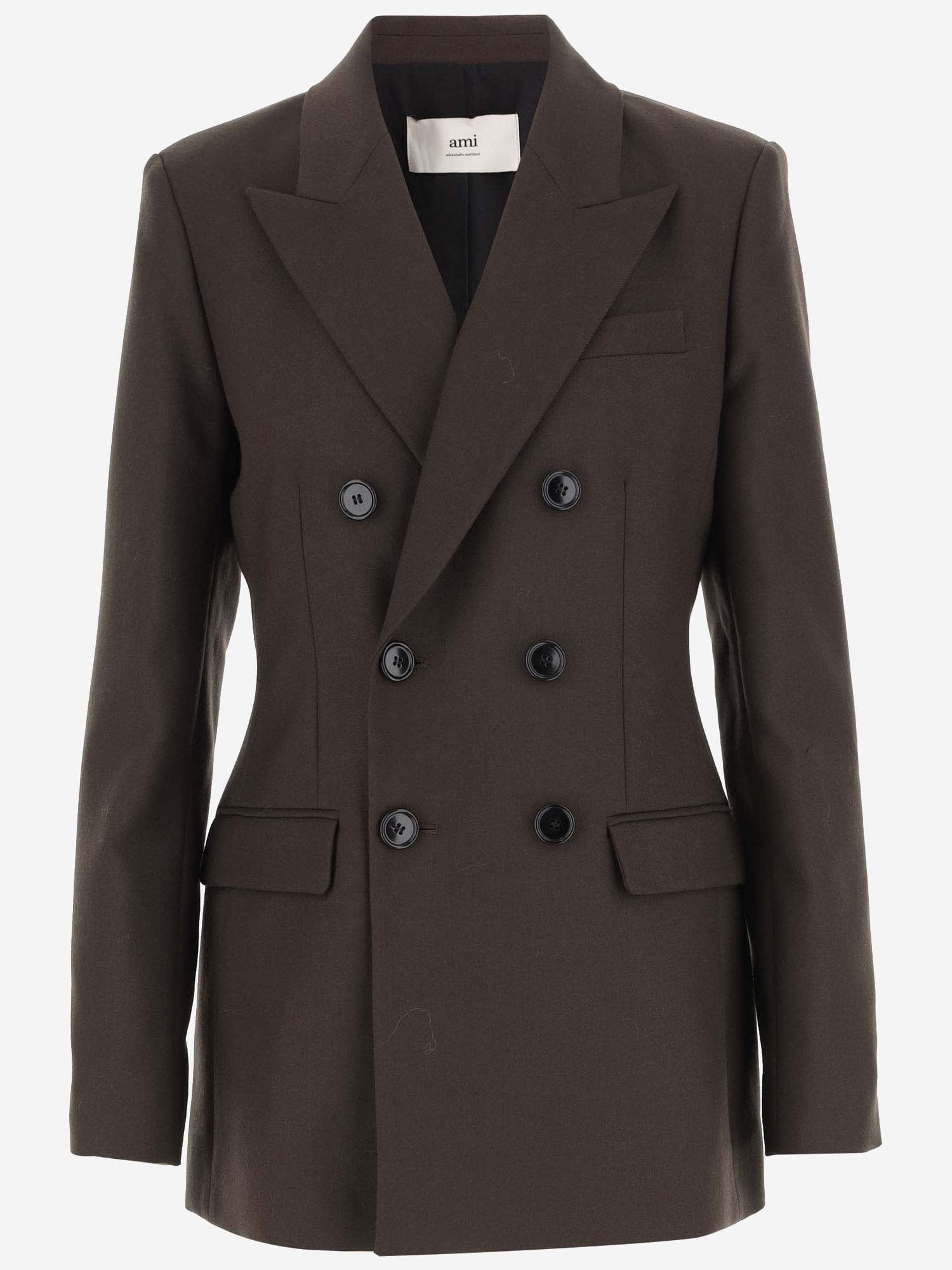 Shop Ami Alexandre Mattiussi Double-breasted Wool Jacket In Brown