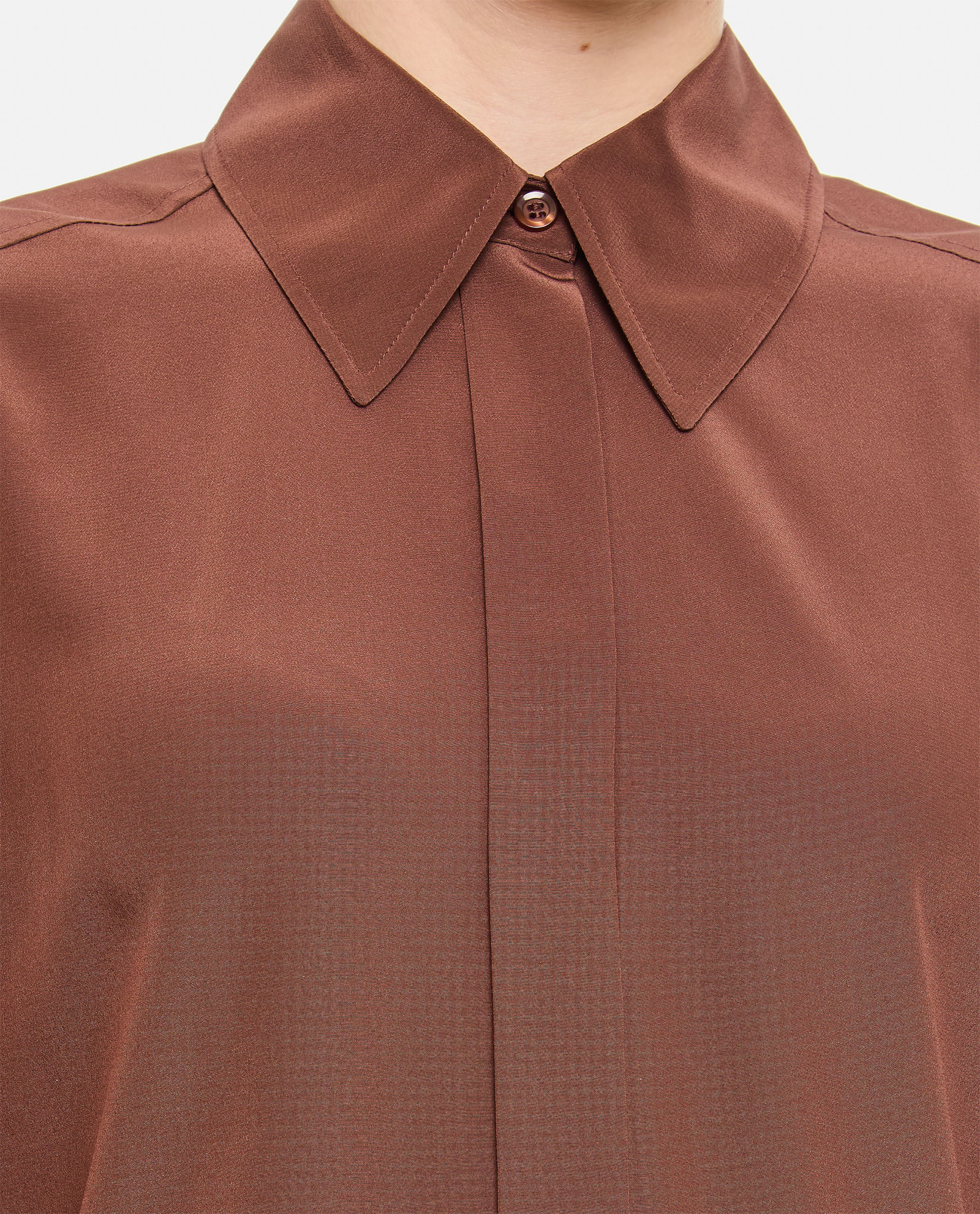 Shop Sportmax Leila Long Sleeve Shirt In Cocoa