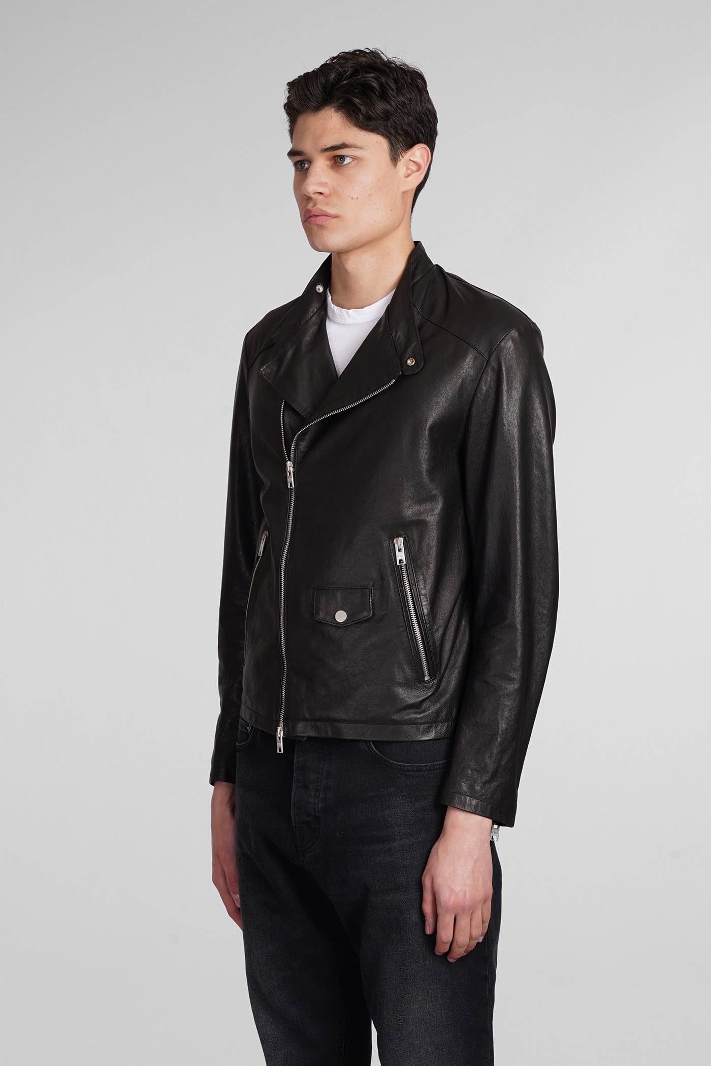 Shop Dfour Leather Jacket In Black Leather