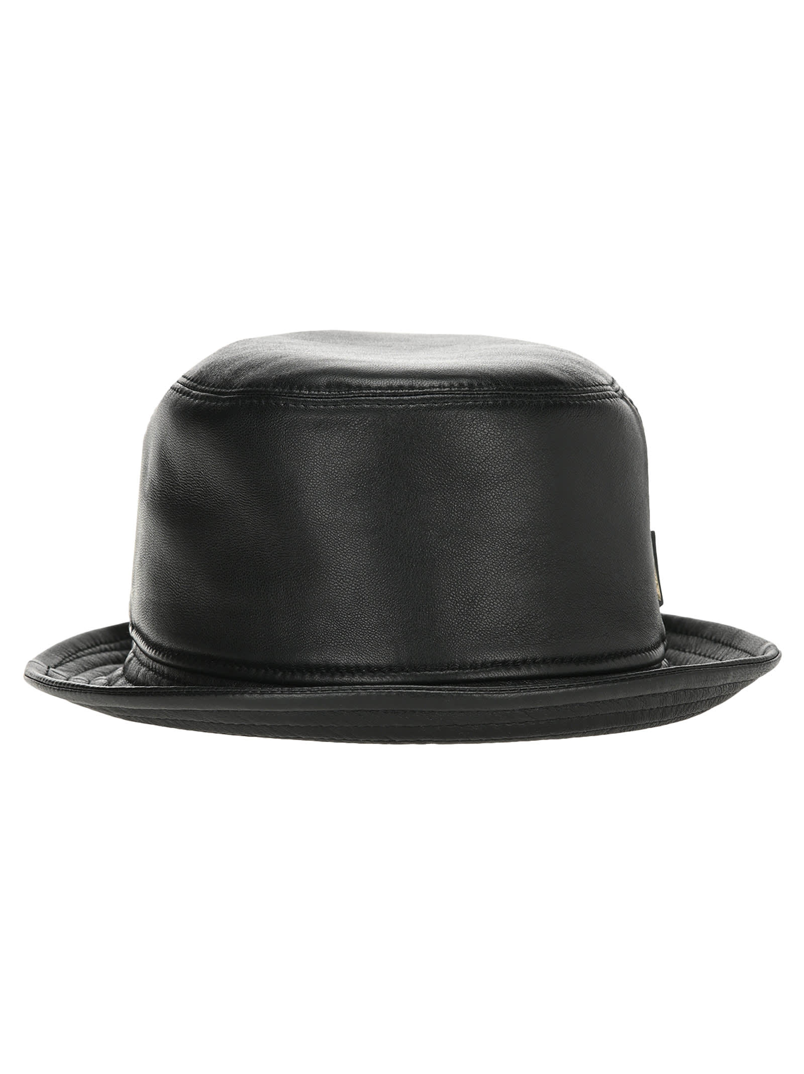 Borsalino Leather Hat In Black