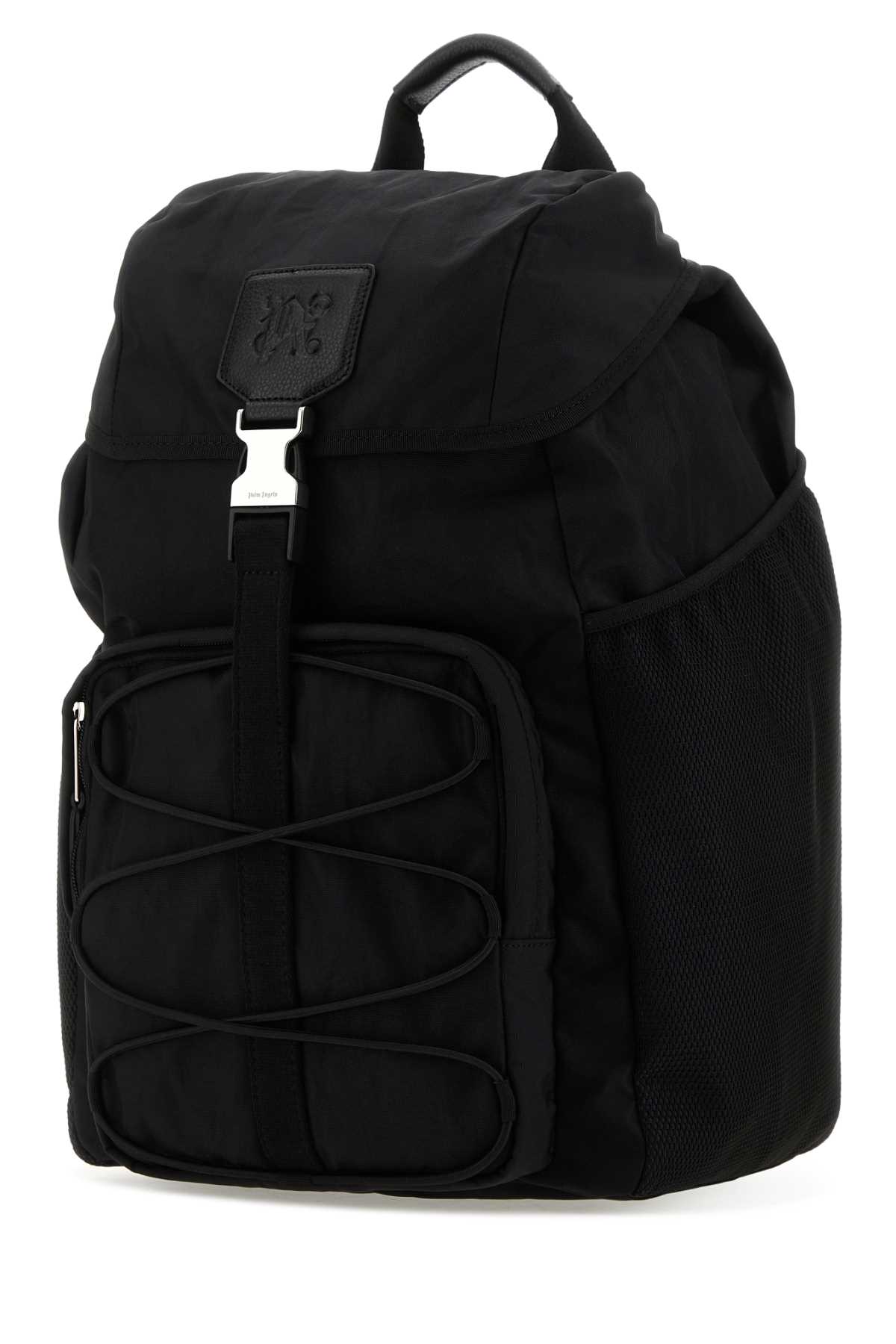 Shop Palm Angels Black Canvas Backpack In Blackgrey