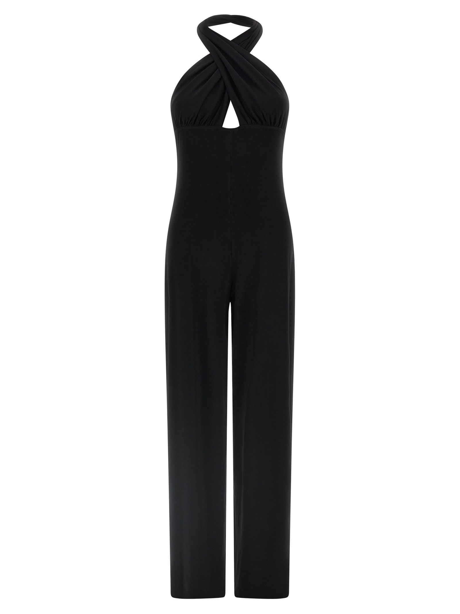 cross Halter Straight Leg Jumpsuit