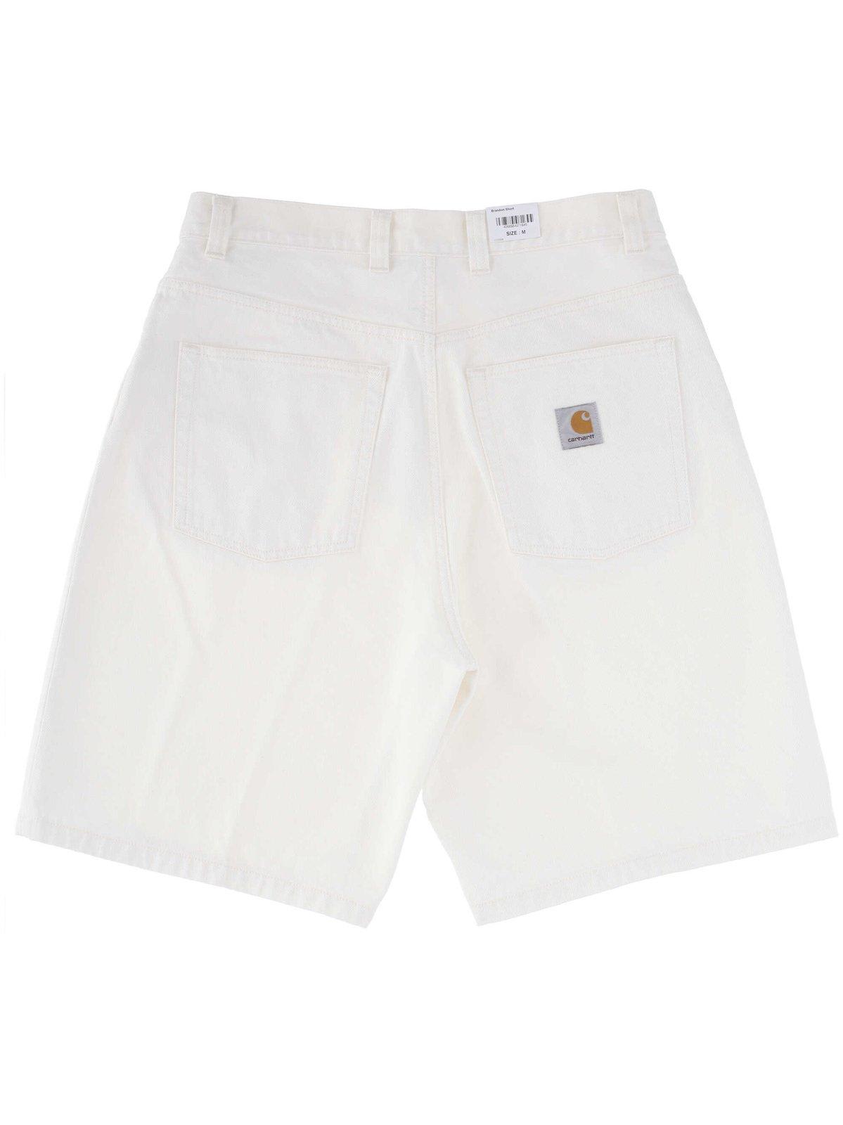 Carhartt Logo-patch Knee-length Denim Shorts In White