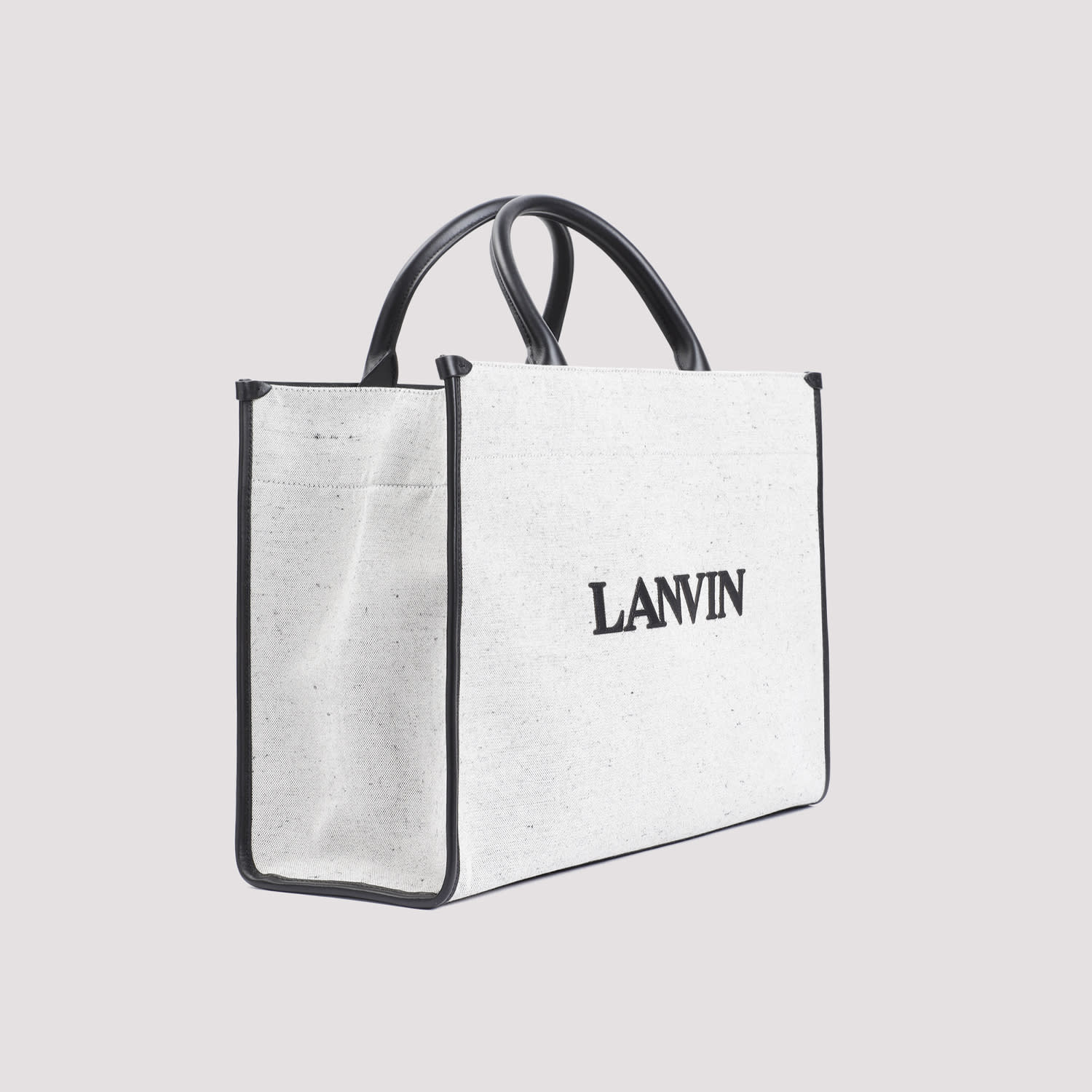 Shop Lanvin Cotton Tote Bag In Beige Black