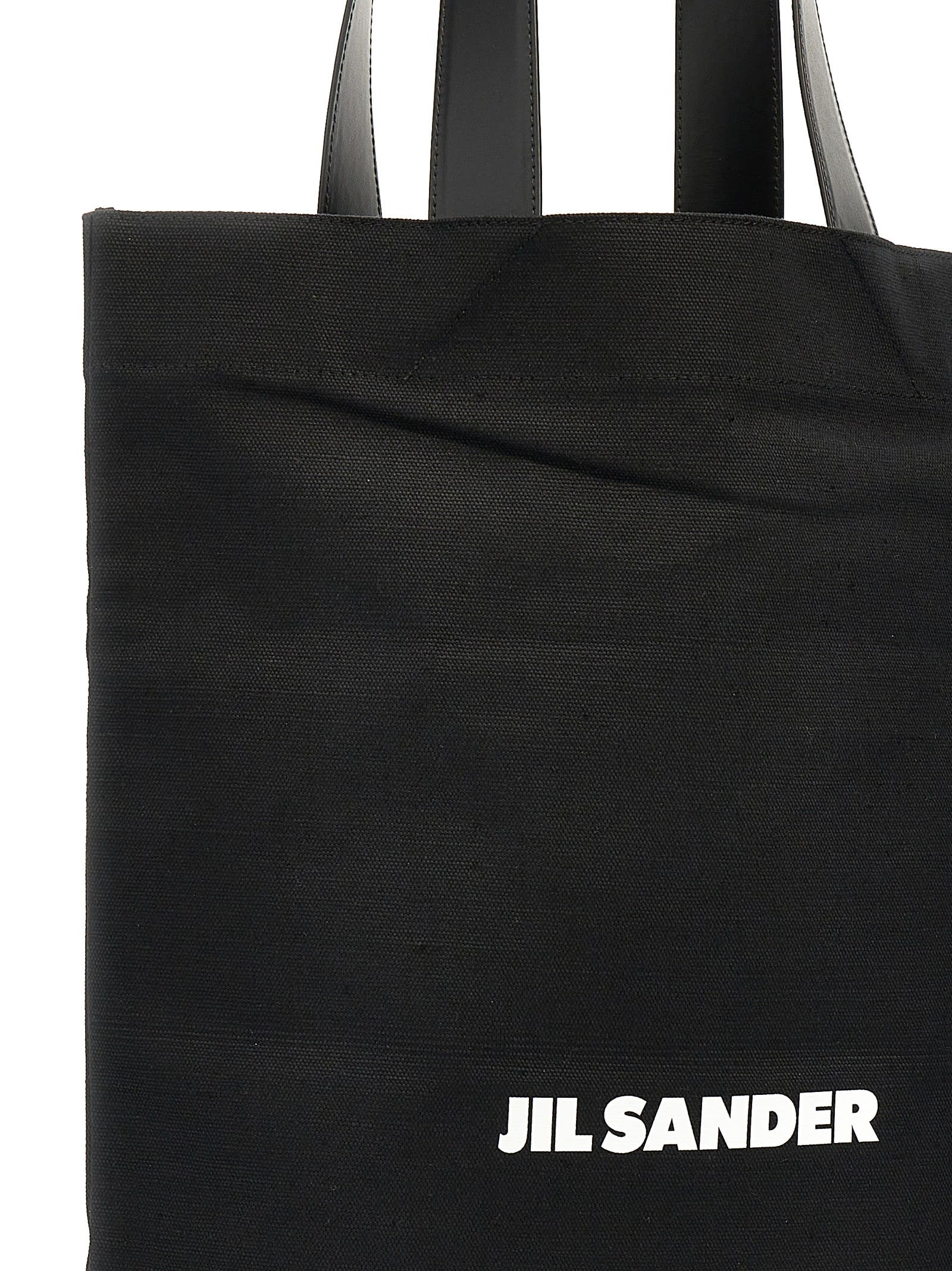 Shop Jil Sander Flat Shopper Large Shopping Bag In Black