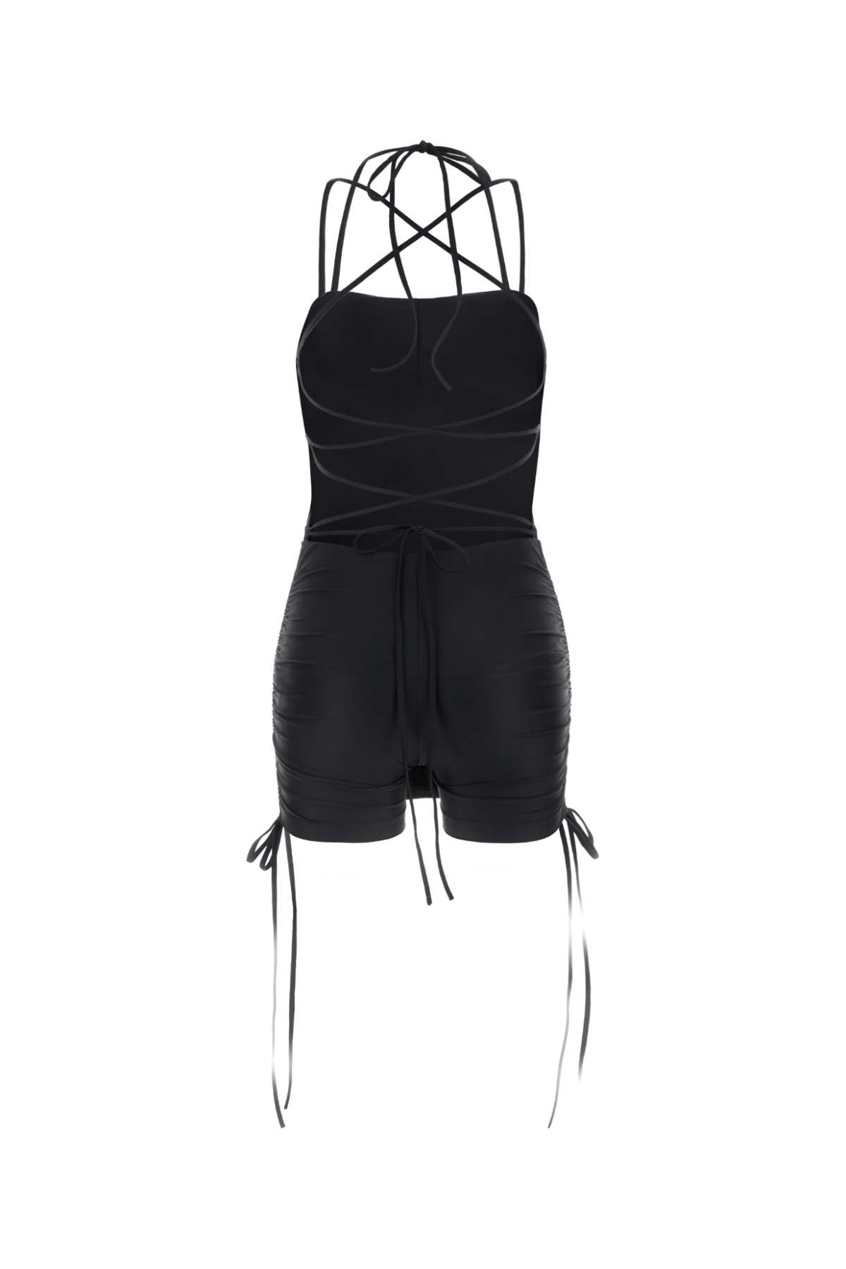 Shop Balenciaga Black Stretch Nylon Mini Dress