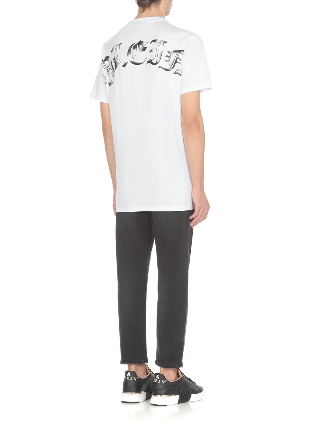 Shop Philipp Plein Round Neck Ss Gothic Plein T-shirt In Bianco