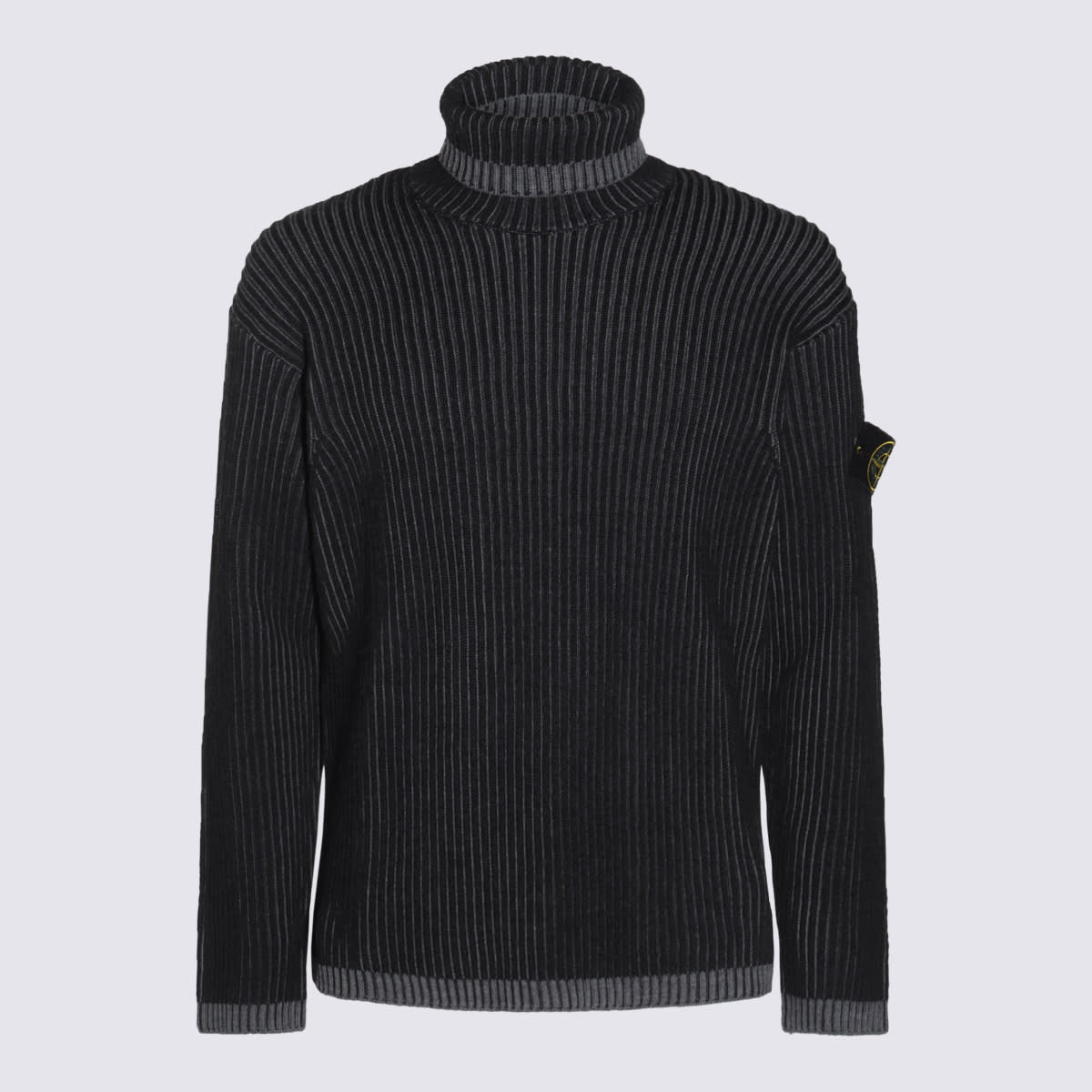 Shop Stone Island Dark Blue Wool Knitwear In Charcoal