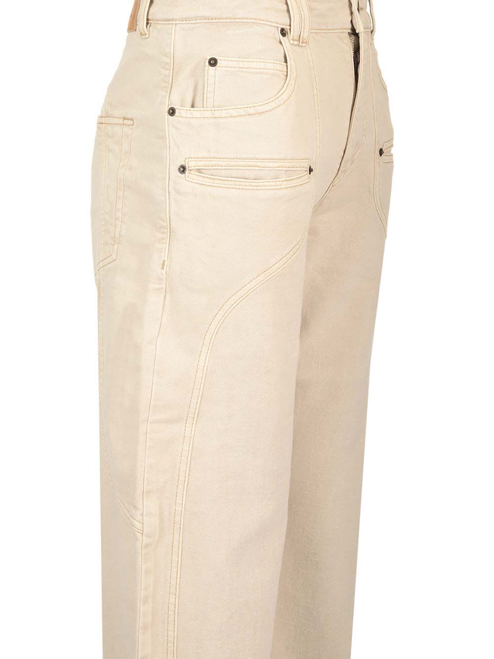 Isabel Marant 'betiane' Jeans Contrast Stitching Detail In Beige