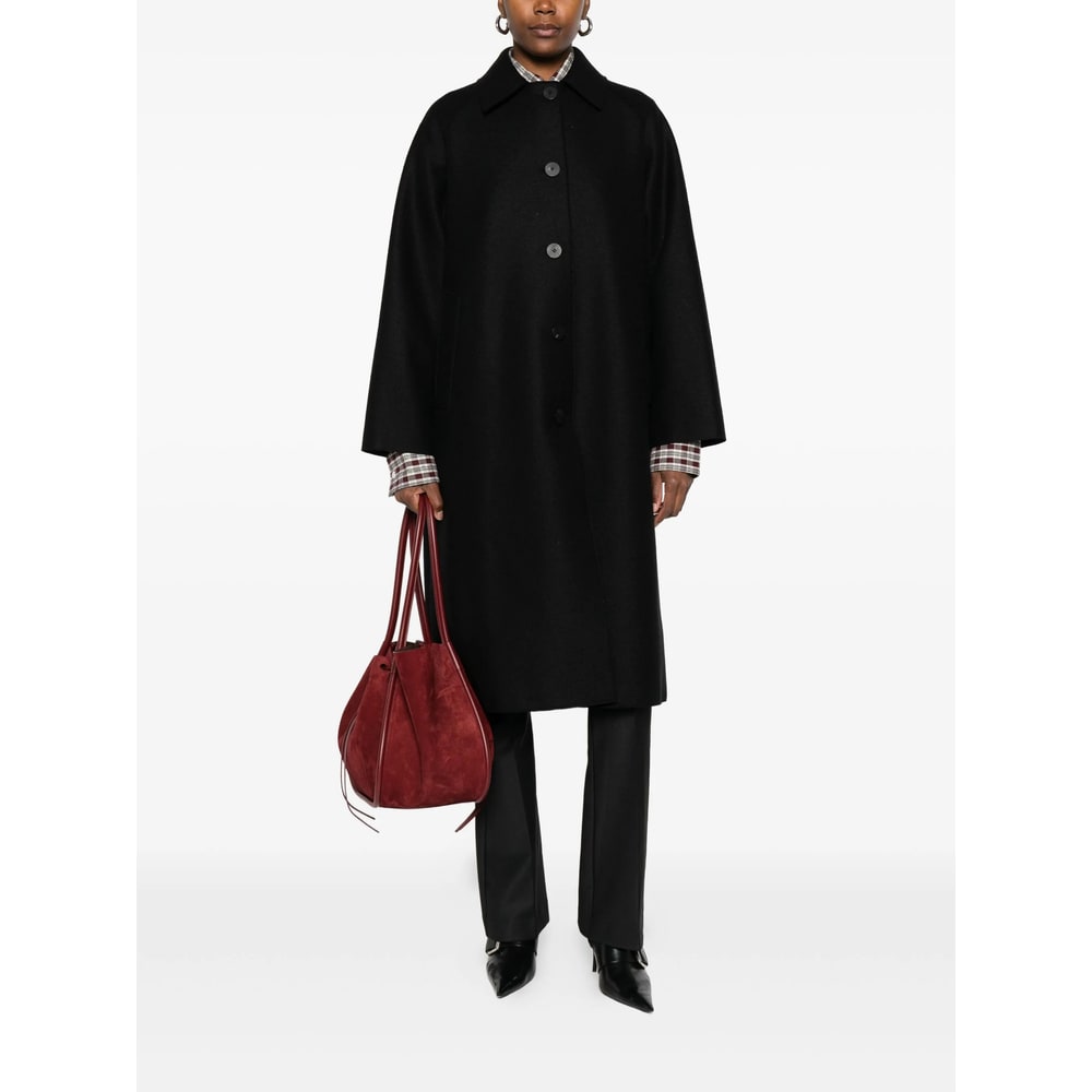 Harris Wharf London Wool Coat With Raglan Sleeves And Pockets In Black