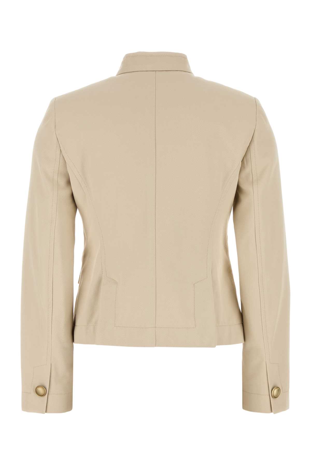 Weekend Max Mara Cotton Jacket With Flap Pockets And Gold Buttons In Neutral