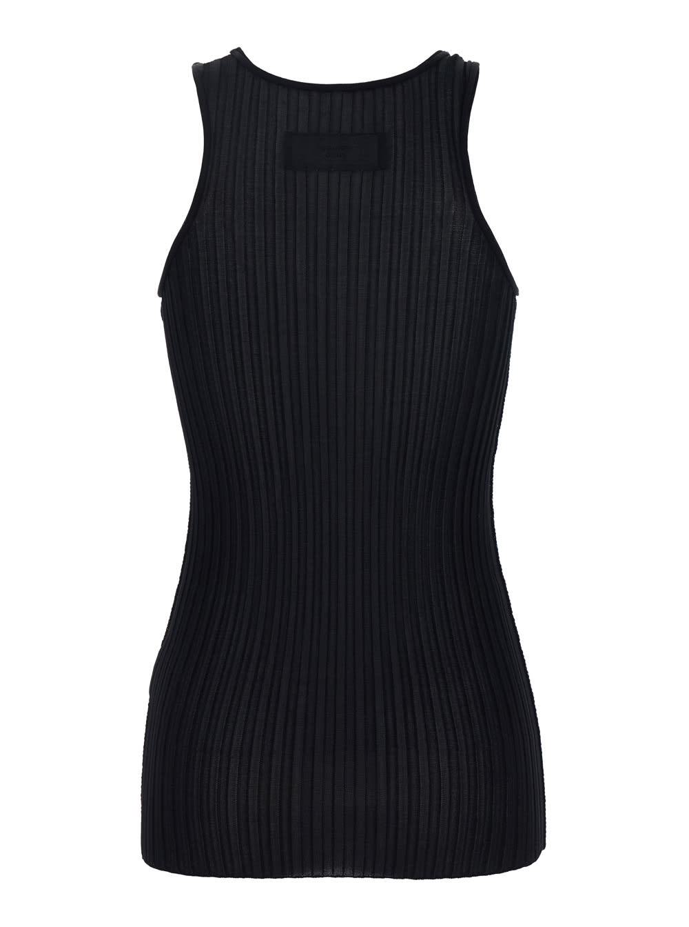 Phoebe Philo Black Ribbed Knit Sleeveless Top With Round Neck In Viscose Woman In Black